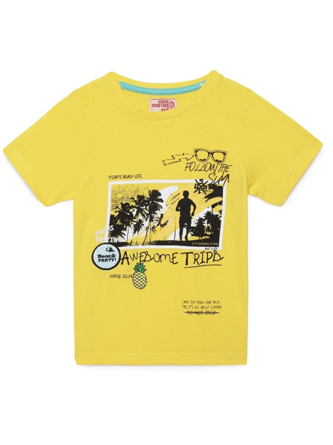 

UNDER FOURTEEN ONLY Boys Yellow Printed T-shirt
