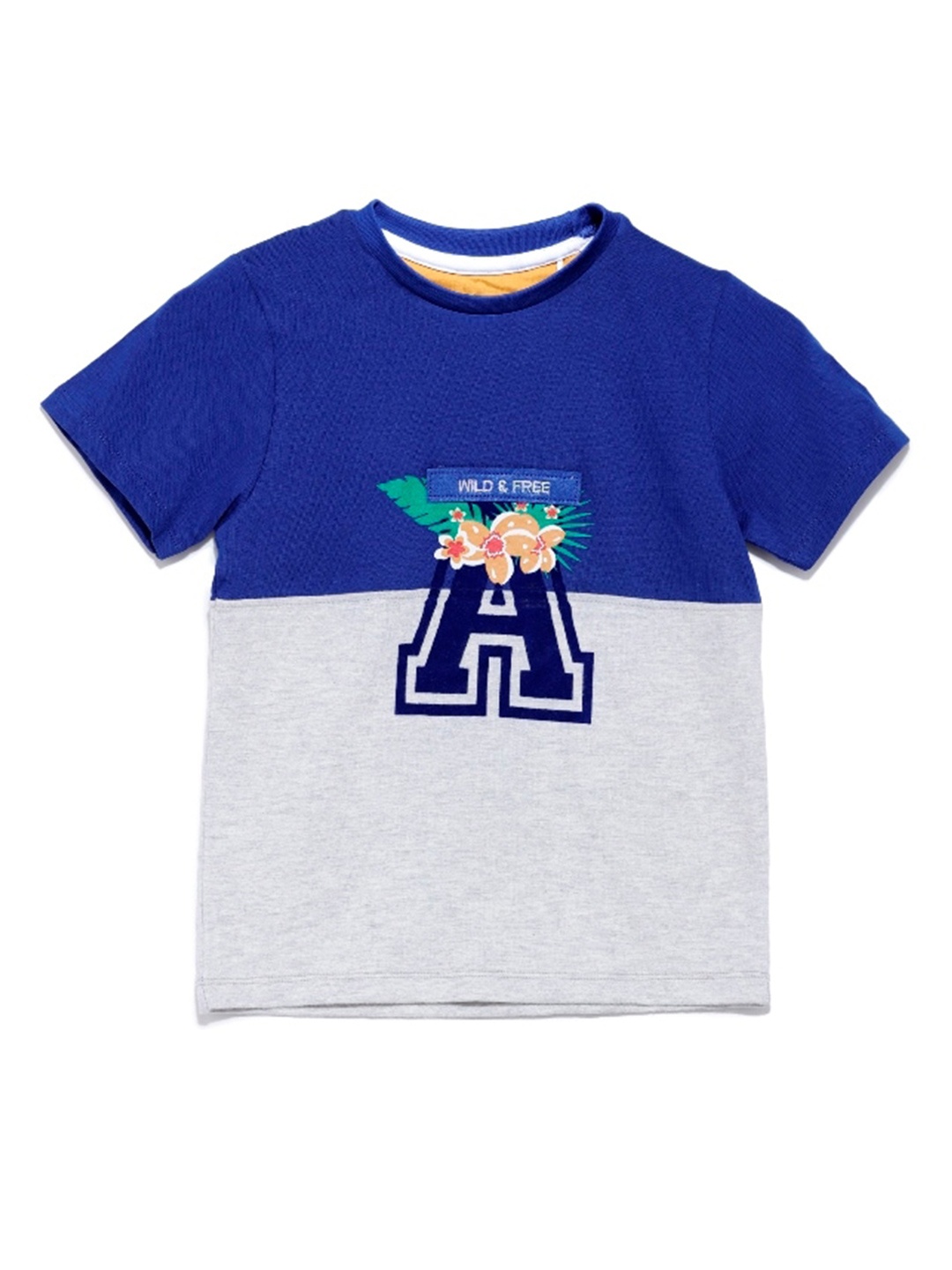 

UNDER FOURTEEN ONLY Boys Blue & Grey Colourblocked T-shirt