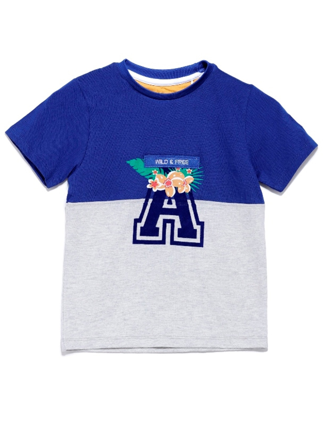 

UNDER FOURTEEN ONLY Boys Blue & Grey Colourblocked T-shirt