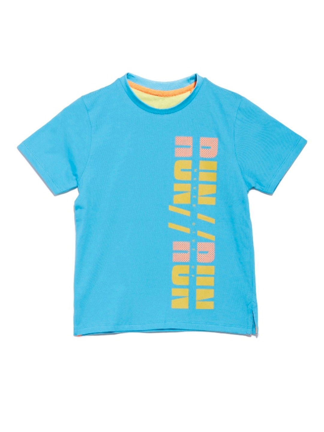 

UNDER FOURTEEN ONLY Boys Blue & Yellow Printed Cotton T-shirt