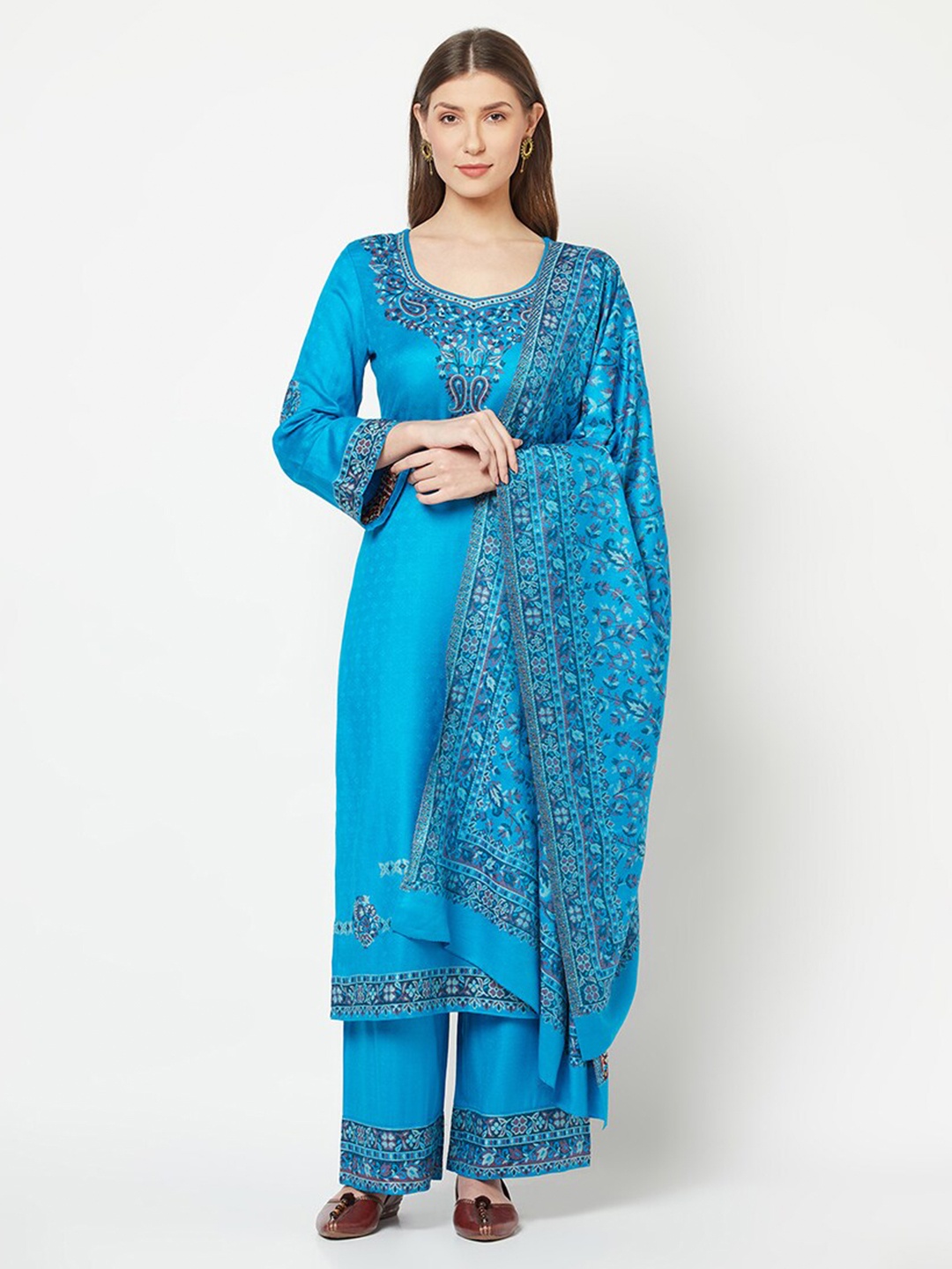 

Safaa Blue & Magenta Viscose Rayon Unstitched Dress Material