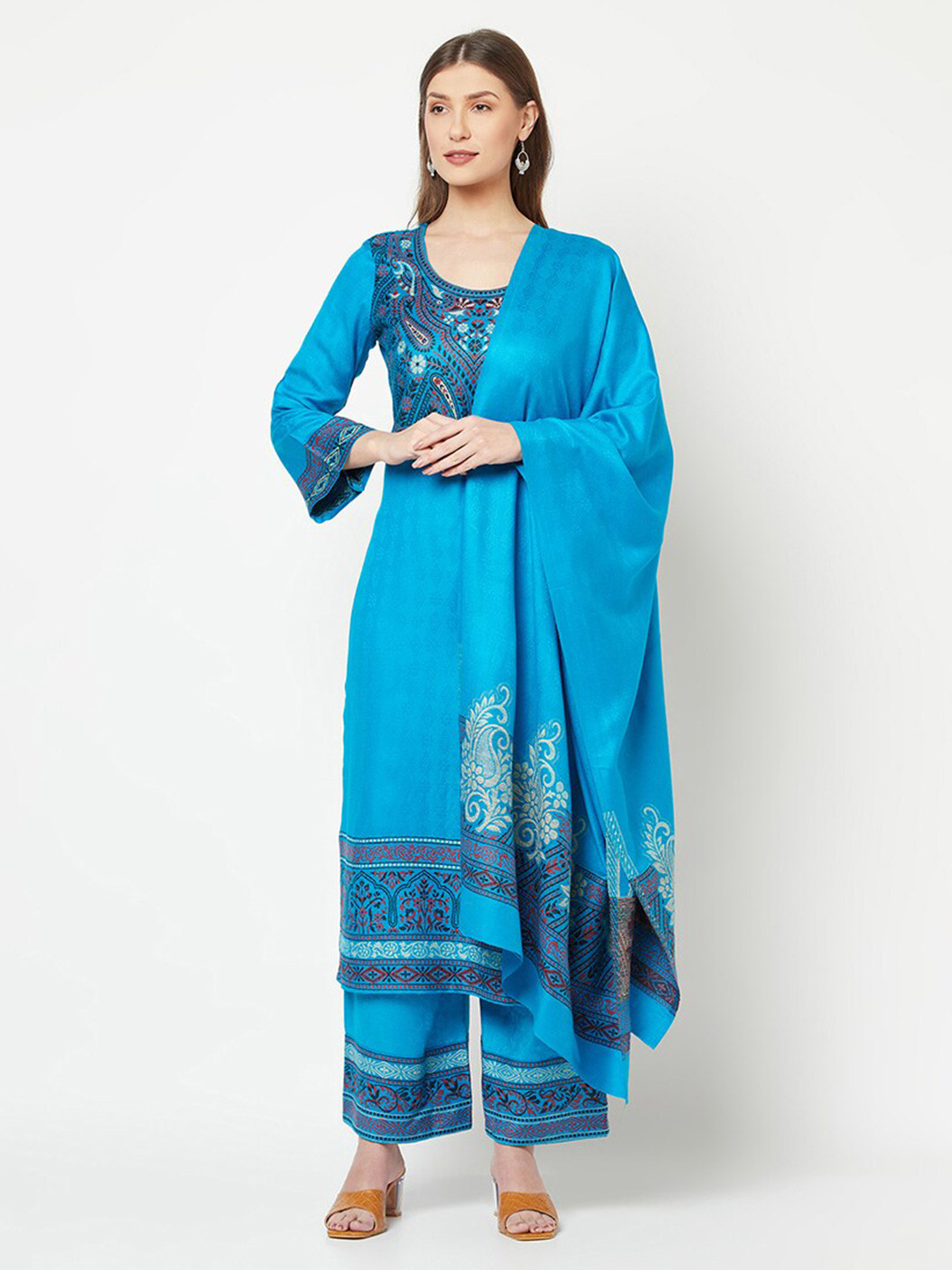 

Safaa Blue Winter Unstitched Dress Material