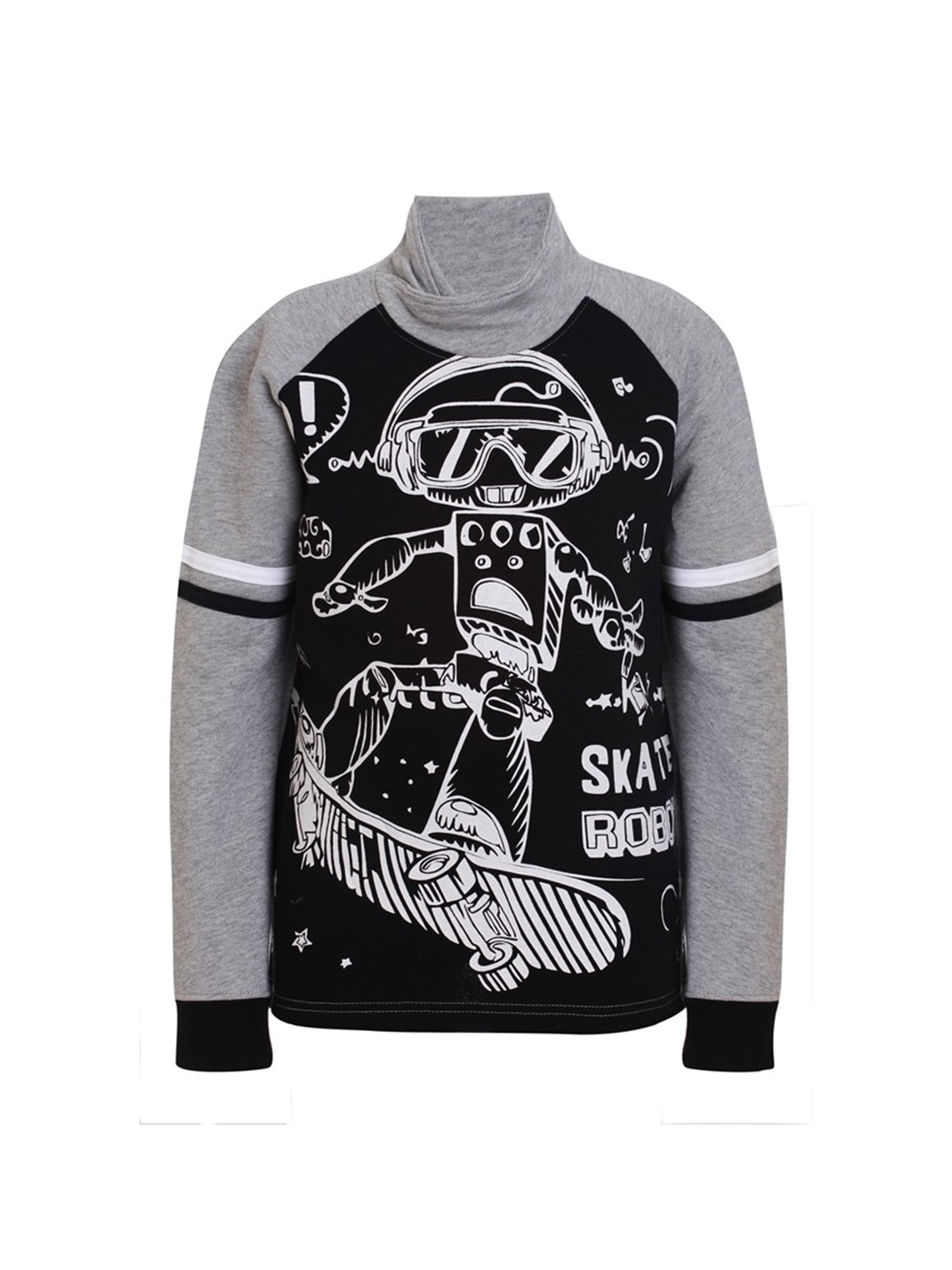 

UNDER FOURTEEN ONLY Boys Grey Typography Printed High Neck T-shirt