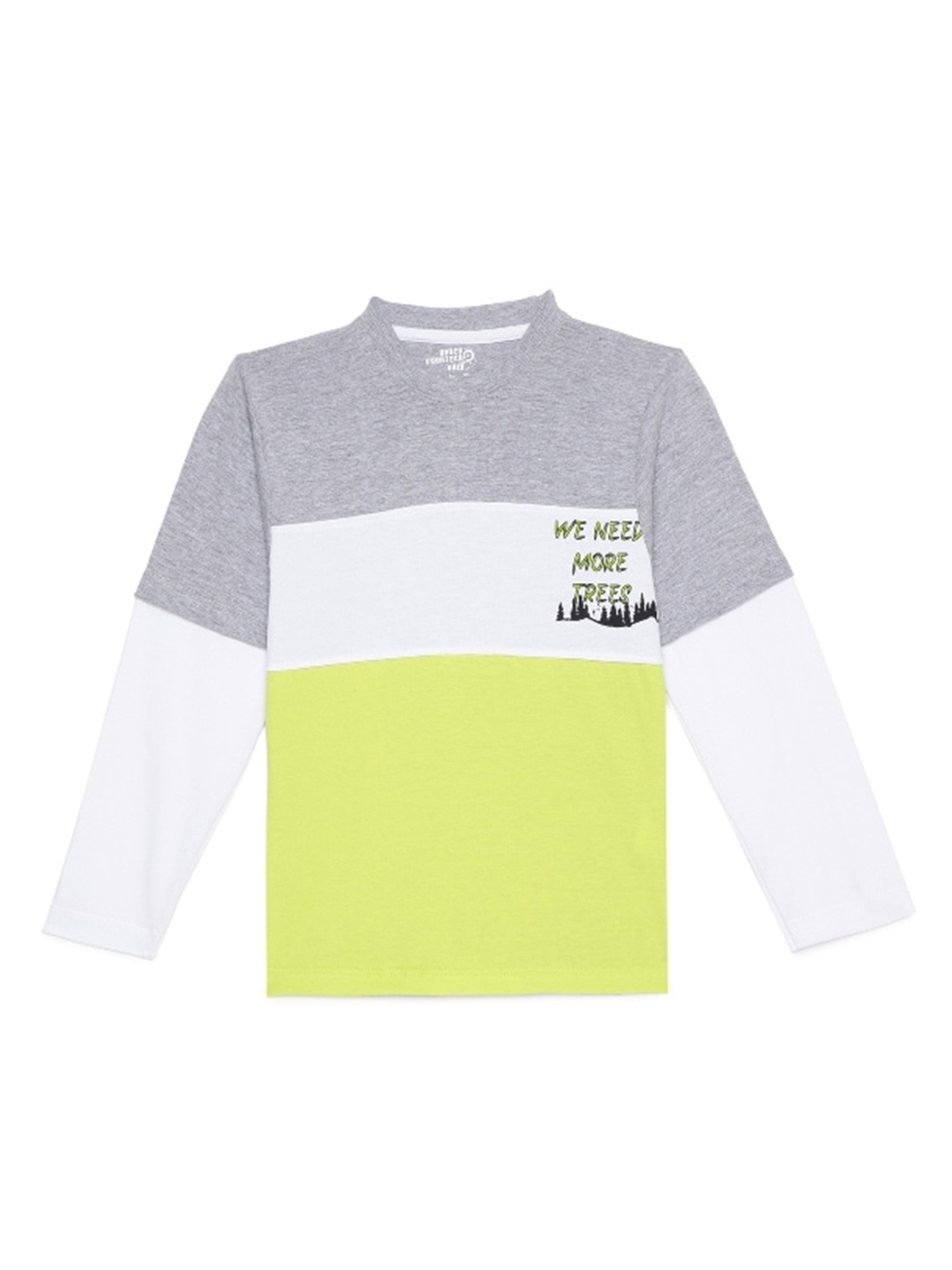 

UNDER FOURTEEN ONLY Boys Grey & Green Colourblocked T-shirt