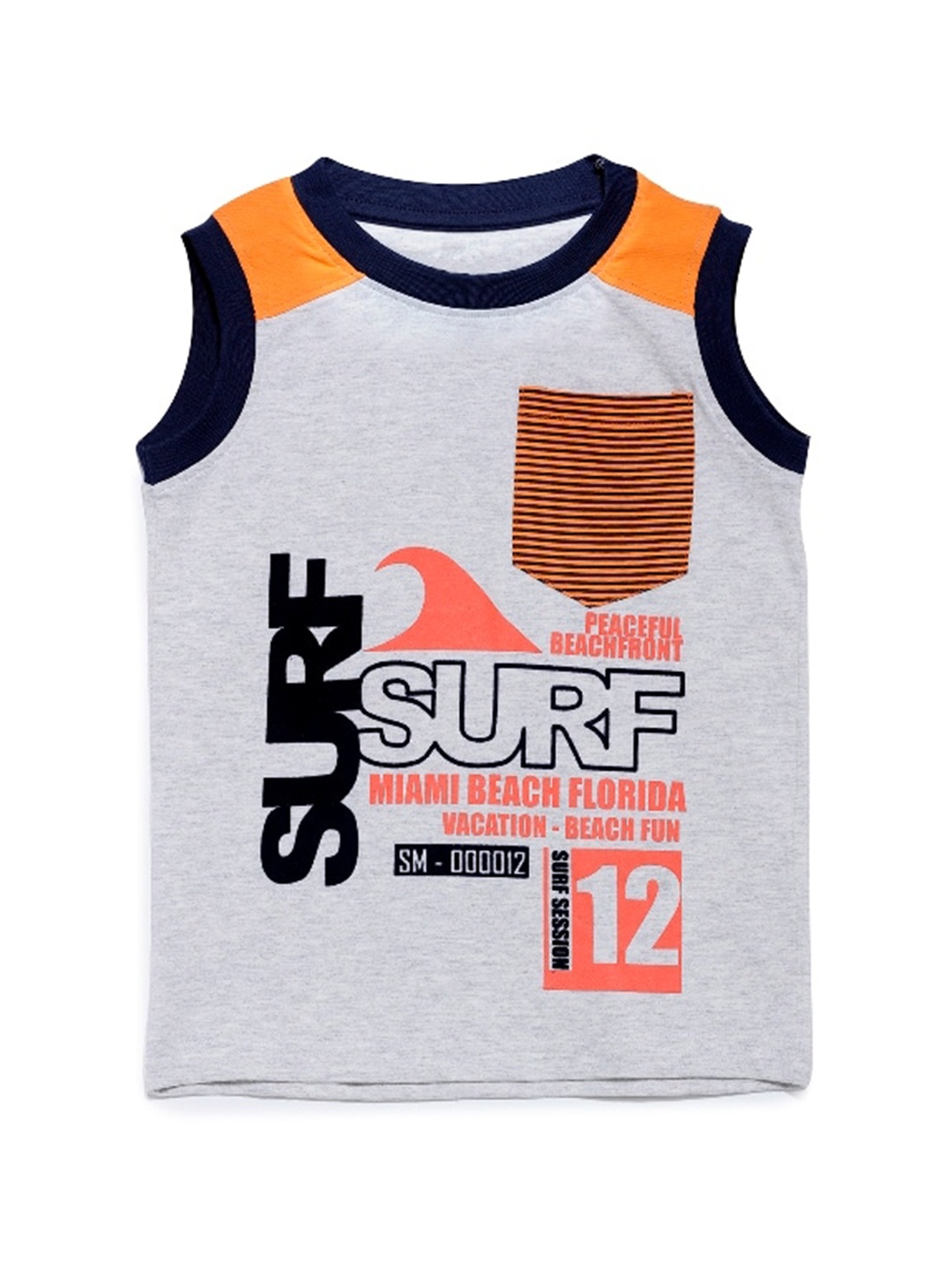

UNDER FOURTEEN ONLY Boys Grey & Pink Printed Pockets Cotton T-shirt