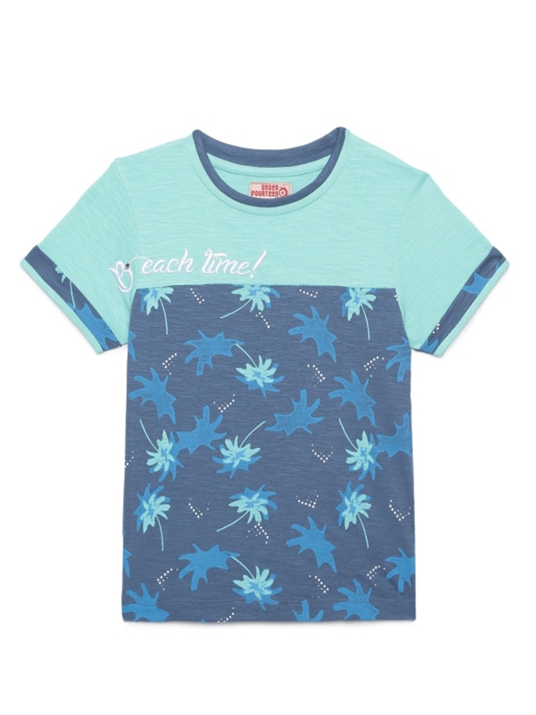 

UNDER FOURTEEN ONLY Boys Blue Printed Cotton T-shirt
