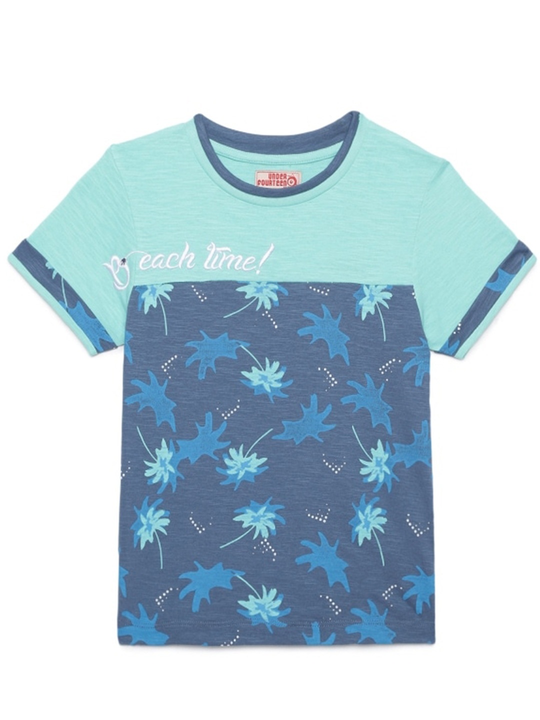 

UNDER FOURTEEN ONLY Boys Blue Printed Cotton T-shirt