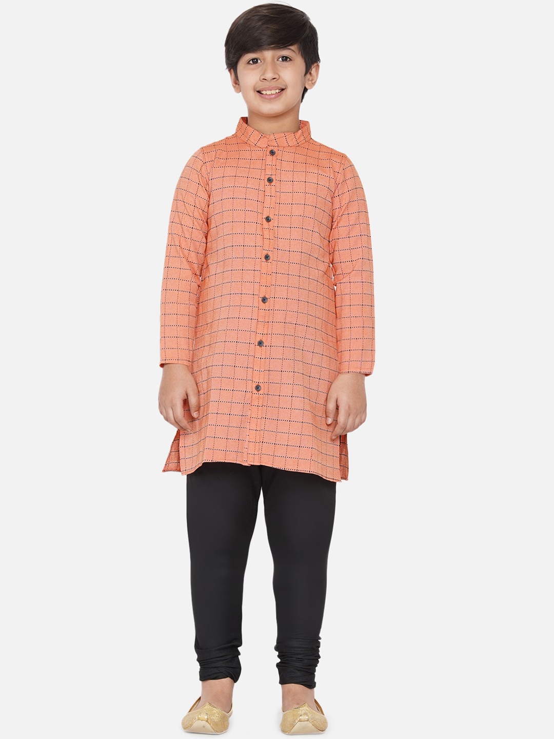 

titliyan Boys Peach-Coloured Pure Cotton Kurta with Churidar