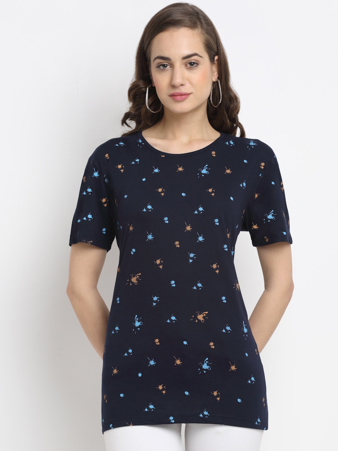 

MACK JONNEY Women Navy Blue Printed T-shirt