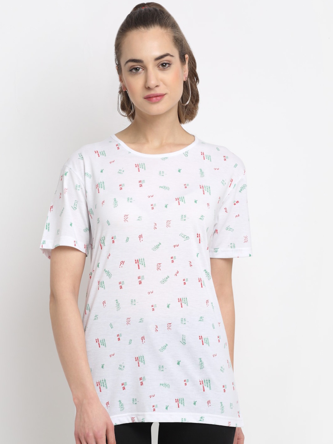 

MACK JONNEY Women White Printed T-shirt