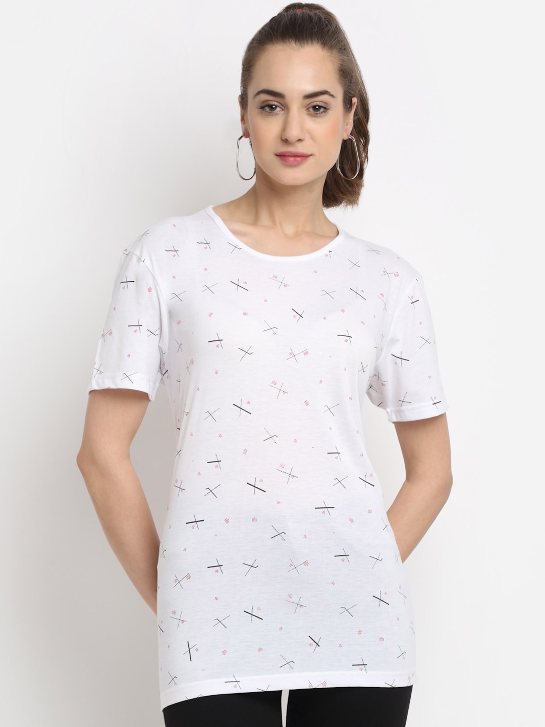 

VIMAL JONNEY Women White Printed T-shirt