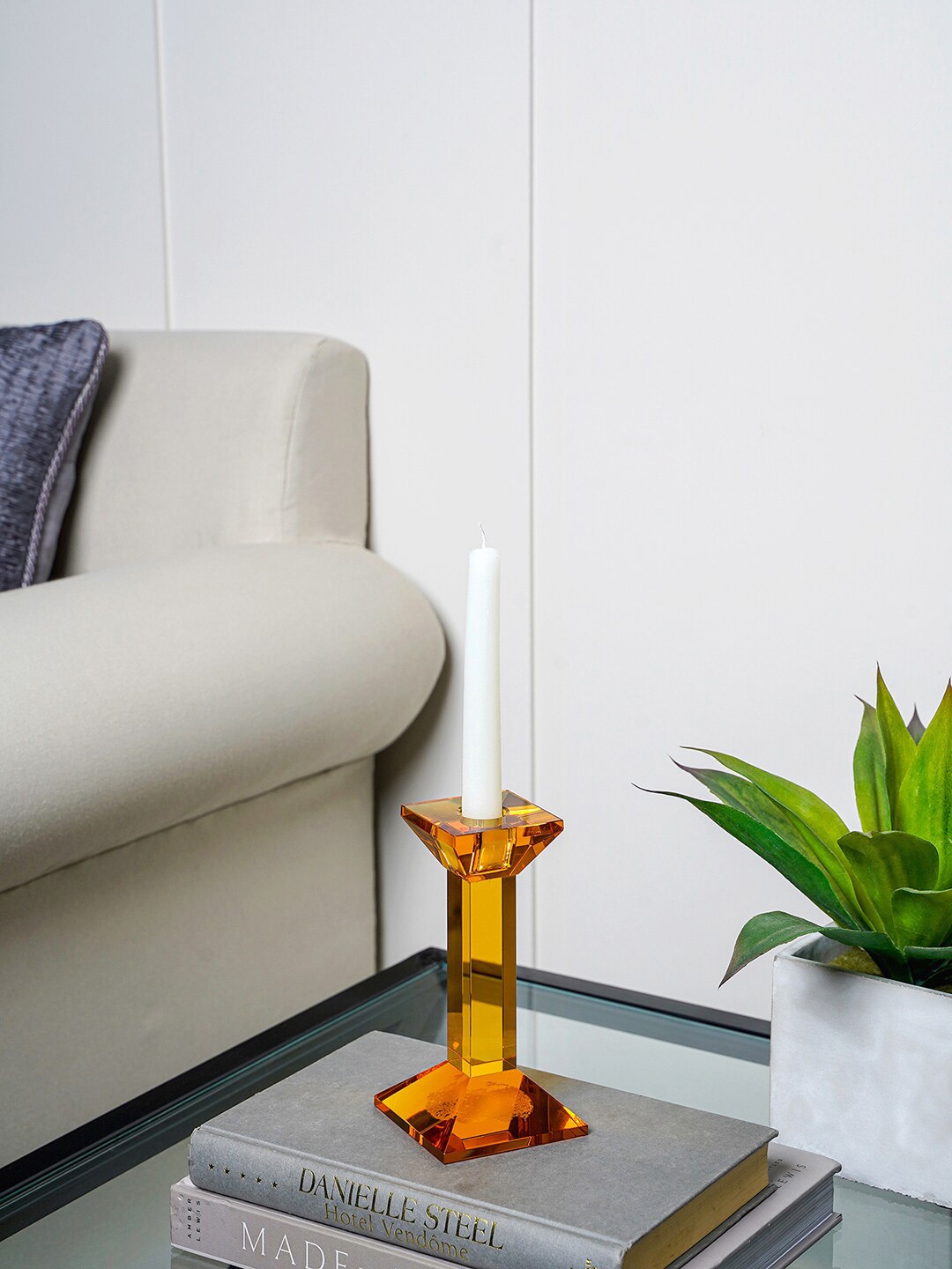 

Pure Home and Living Gold-Toned Solid Small Crystal Taper Candle Holder