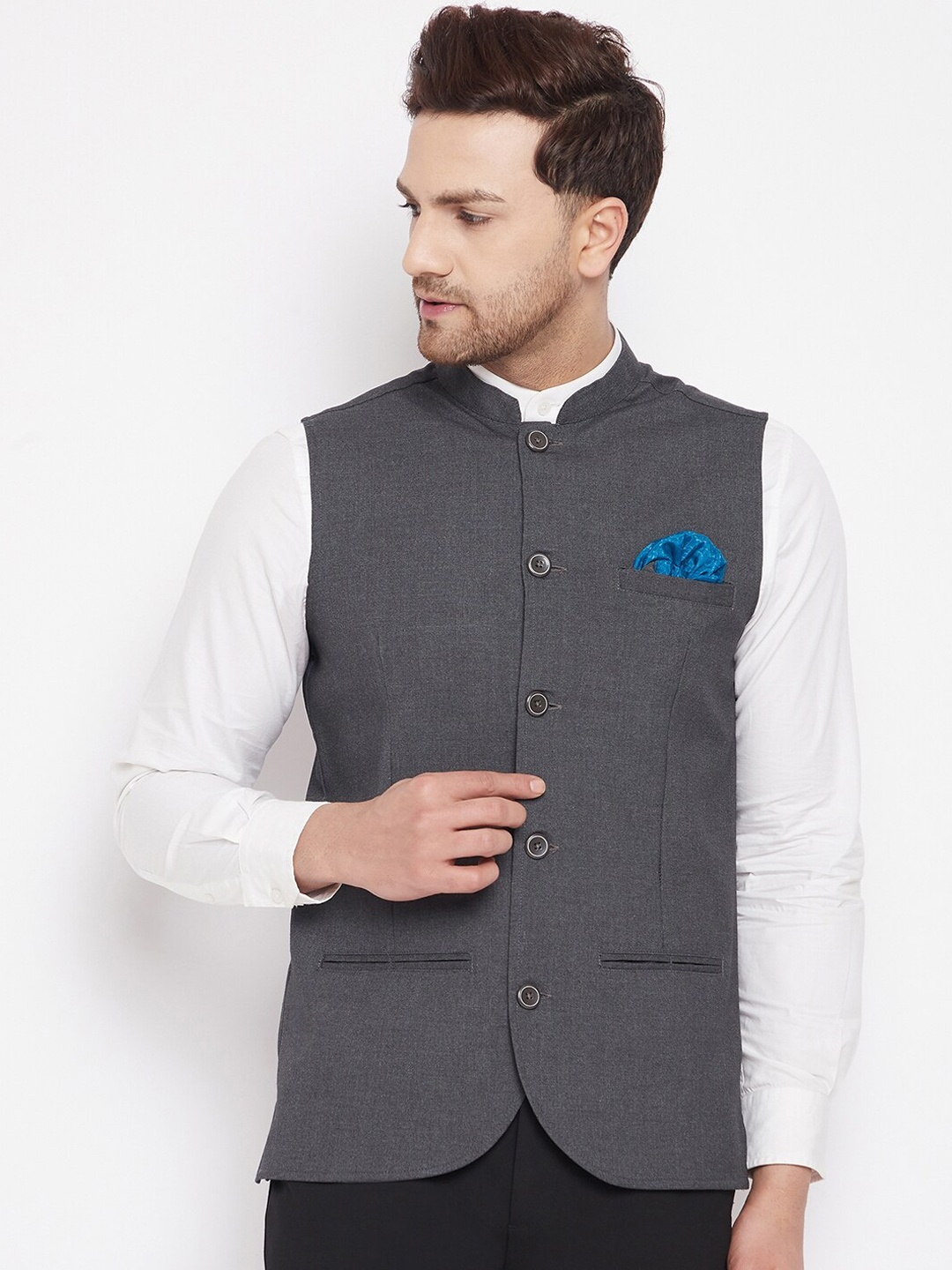 

even Men Grey Nehru Jacket