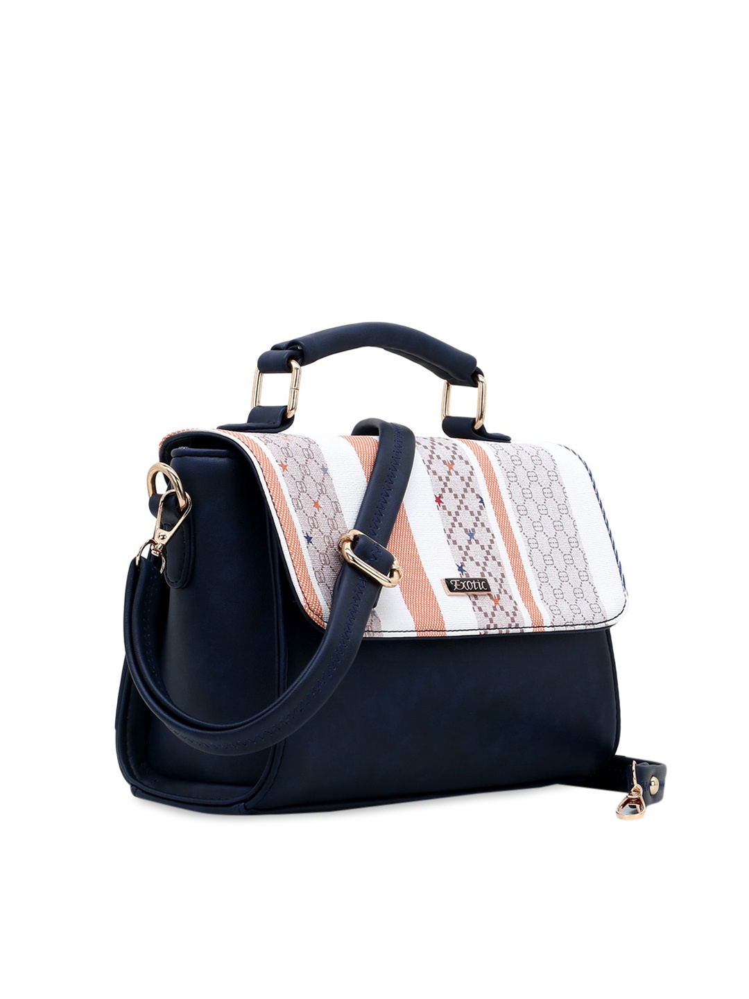 

Exotic Navy Blue Structured Satchel Bag