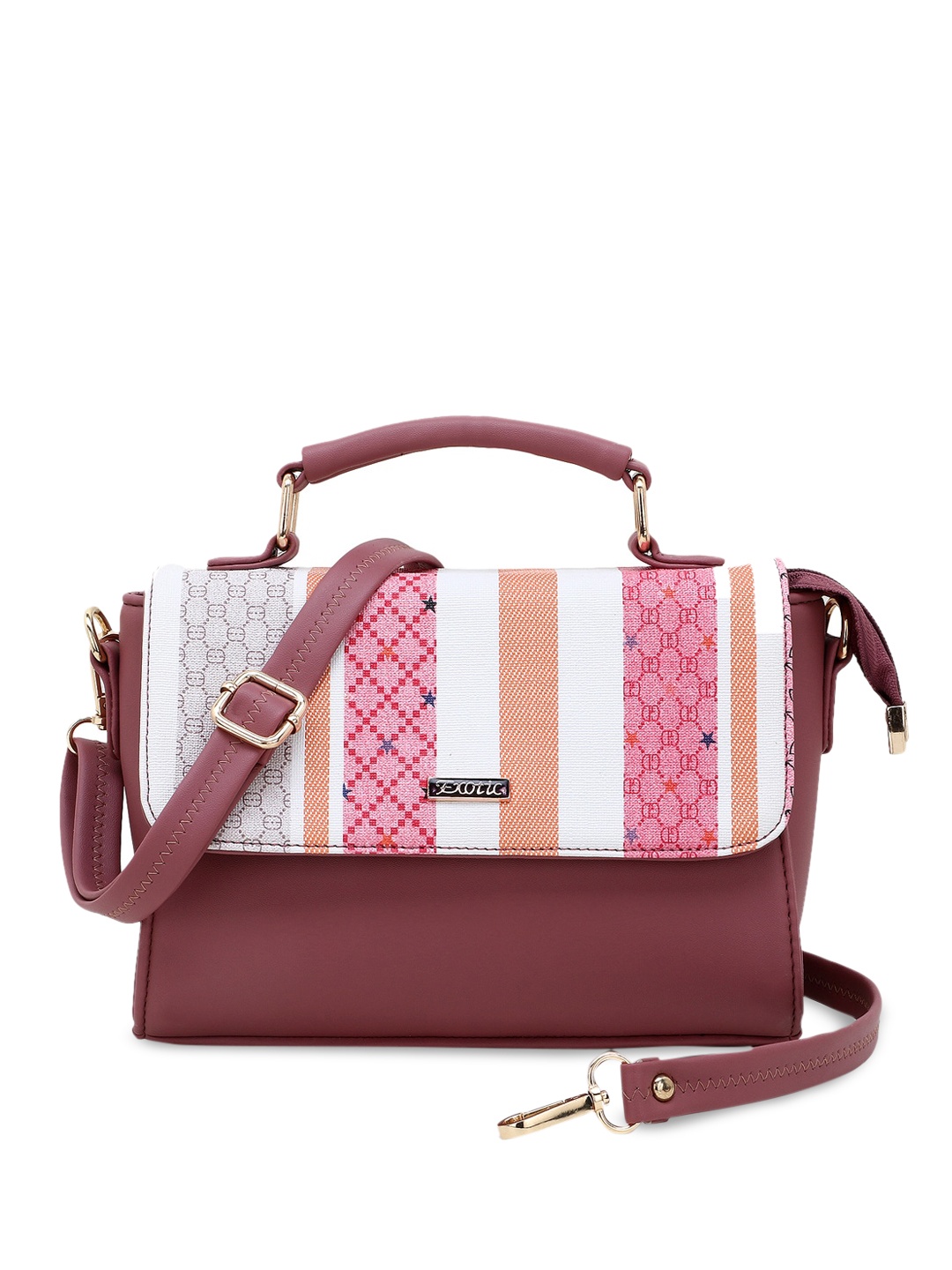 

Exotic Pink Striped Structured Satchel