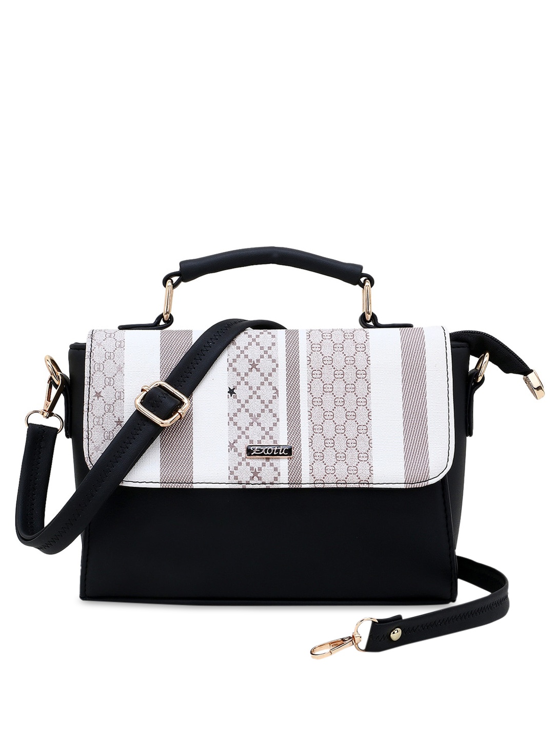 

Exotic Black Textured Structured Satchel Bag