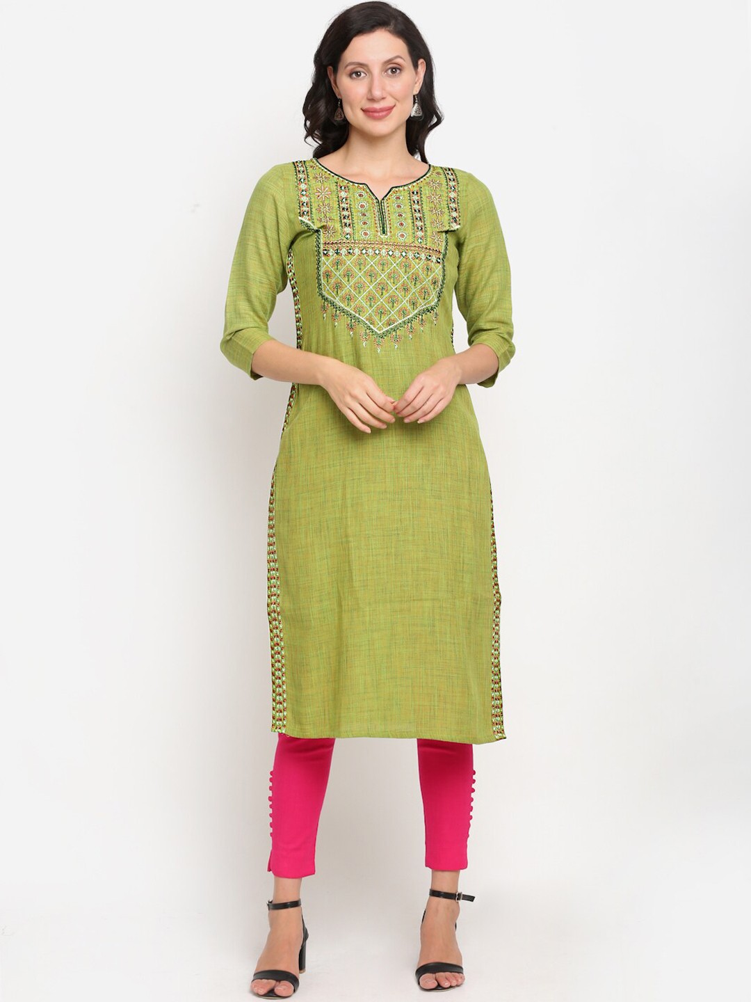 

Lovely Lady Women Green Printed Kurta