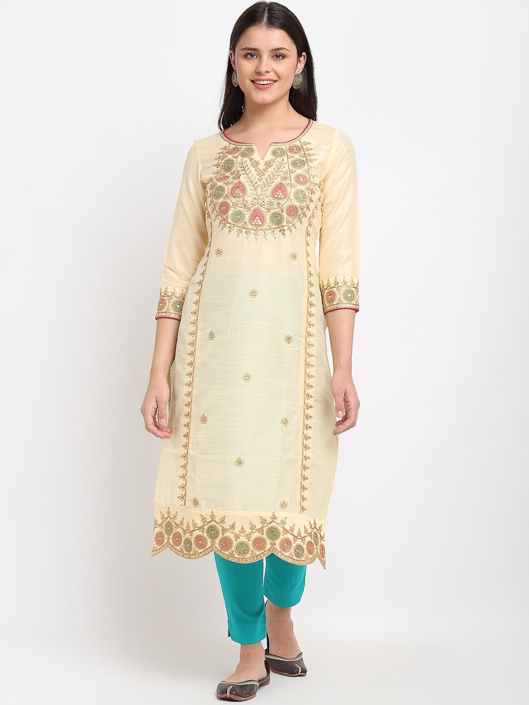 

Lovely Lady Women Off White Ethnic Motifs Printed Kurta