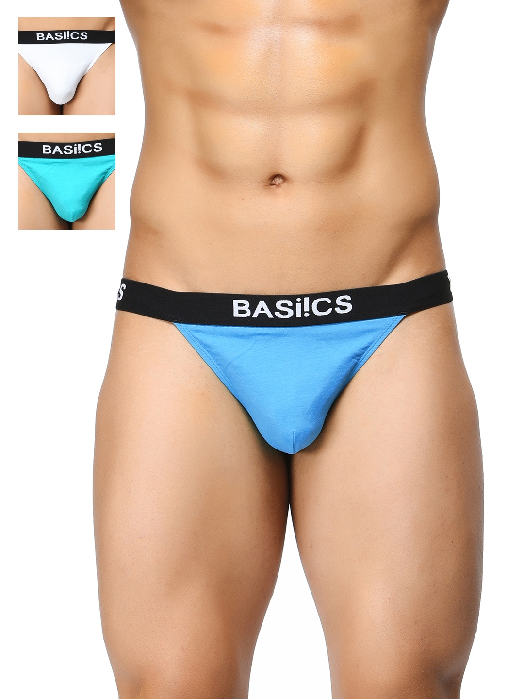 

BASIICS by La Intimo Men Pack of 3 Thong BCSTH010C145, Turquoise blue