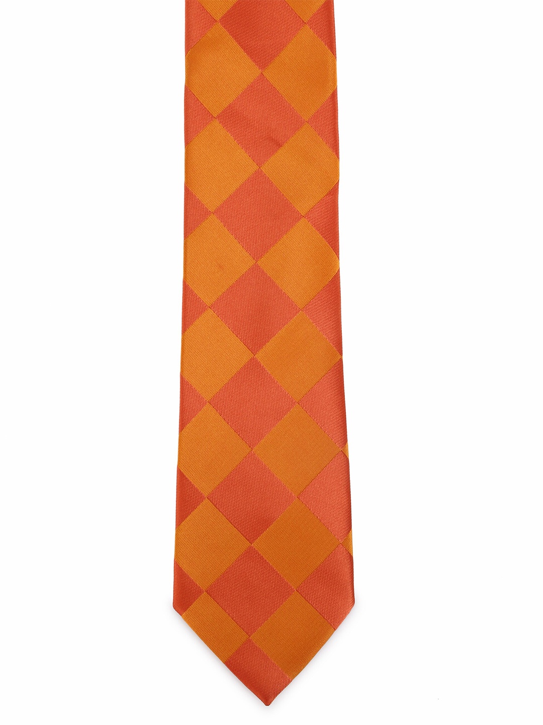 

Calvadoss Men Orange & Red Checked Broad Tie