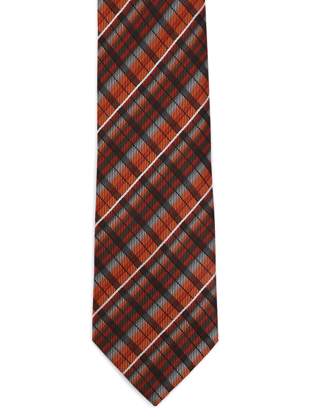 

Calvadoss Men Orange & Black Woven Design Broad Tie