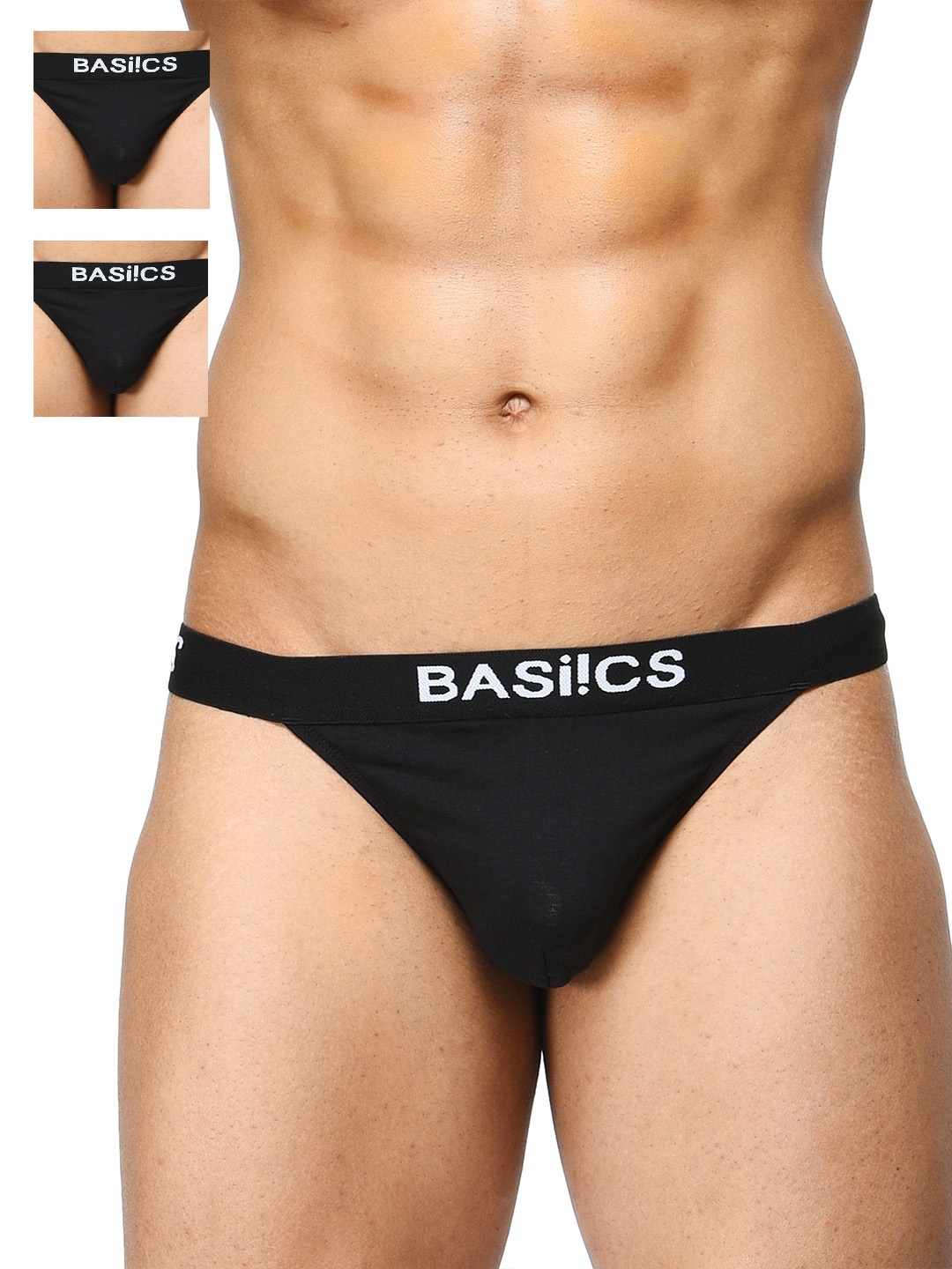 

BASIICS by La Intimo Men Pack of 3 Black Thongs BCSTH010C222