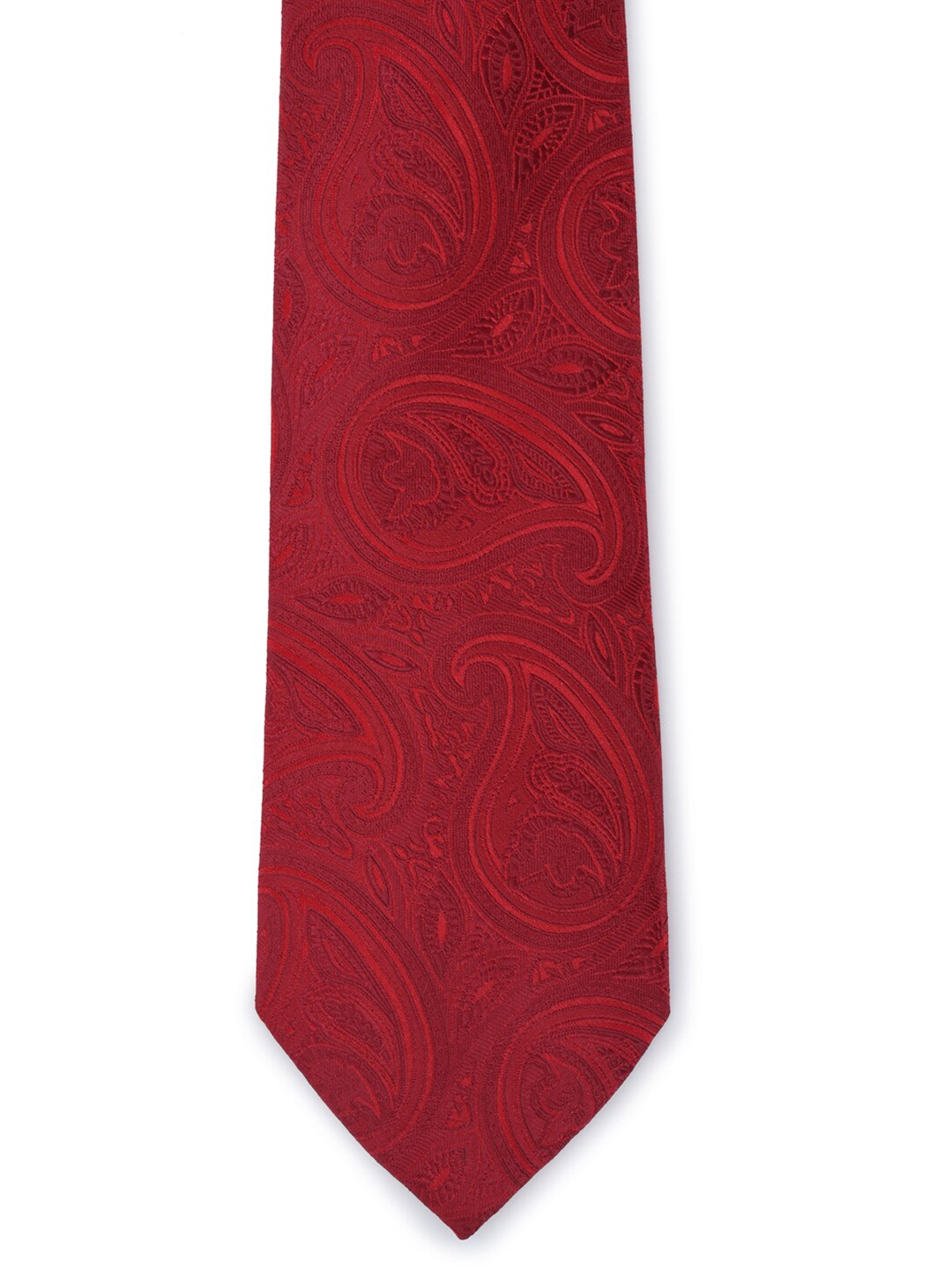 

Calvadoss Men Red Woven Design Broad Tie