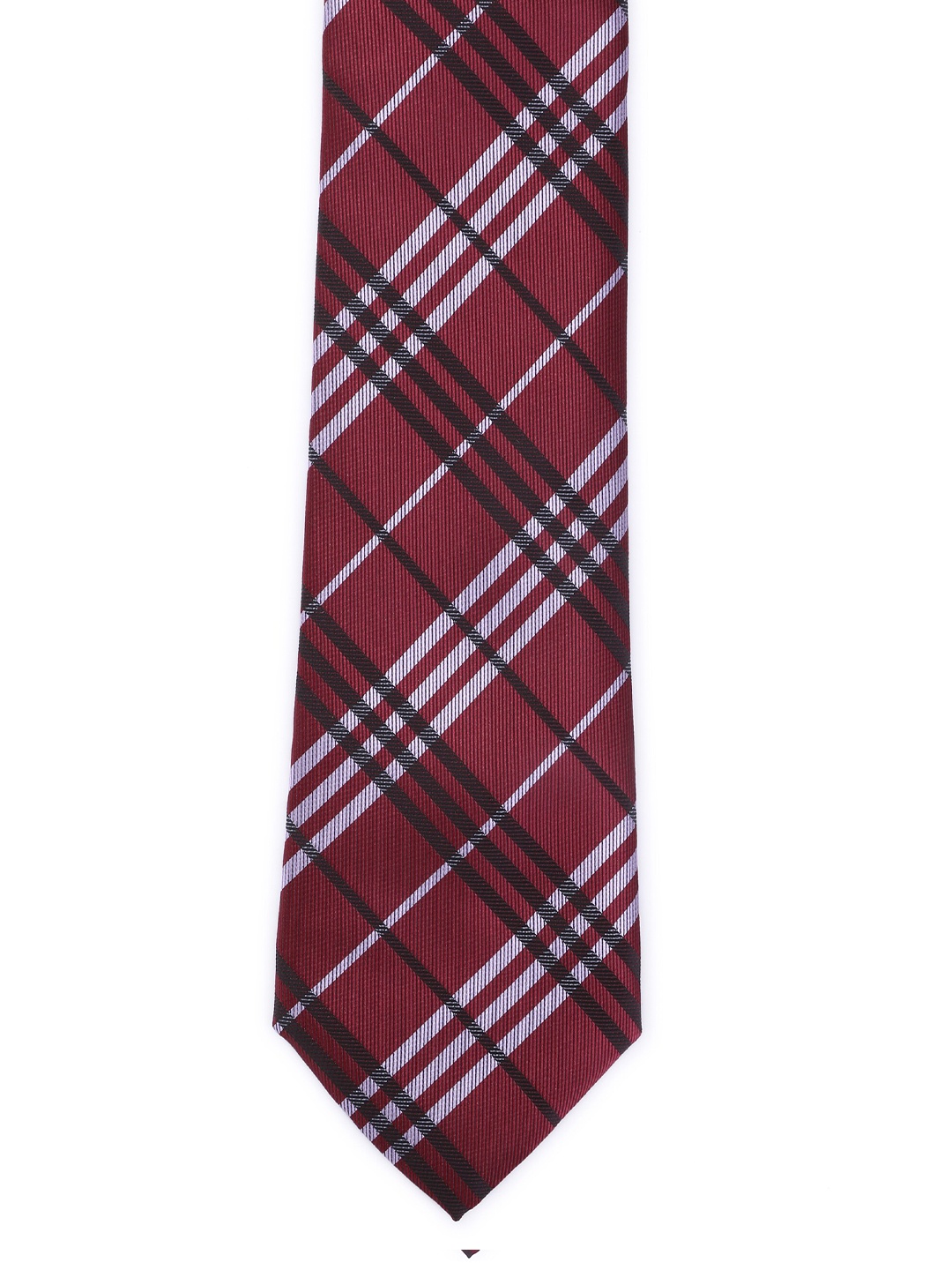 

Calvadoss Men Maroon, White & Black Checked Broad Tie