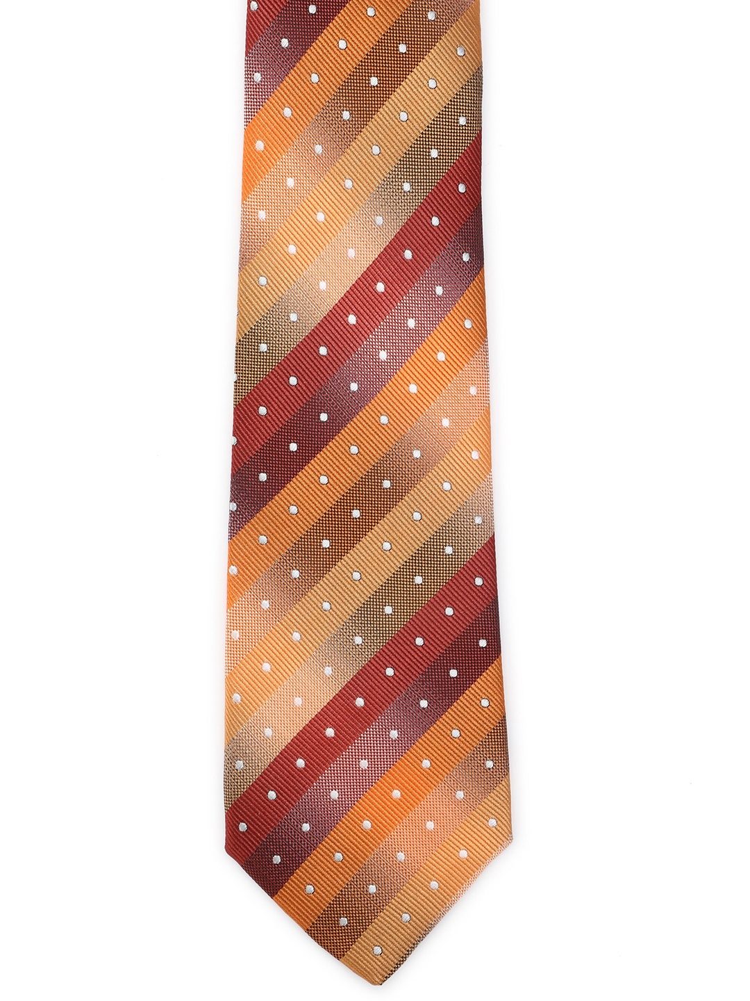 

Calvadoss Men Brown & Orange Woven Design Broad Tie