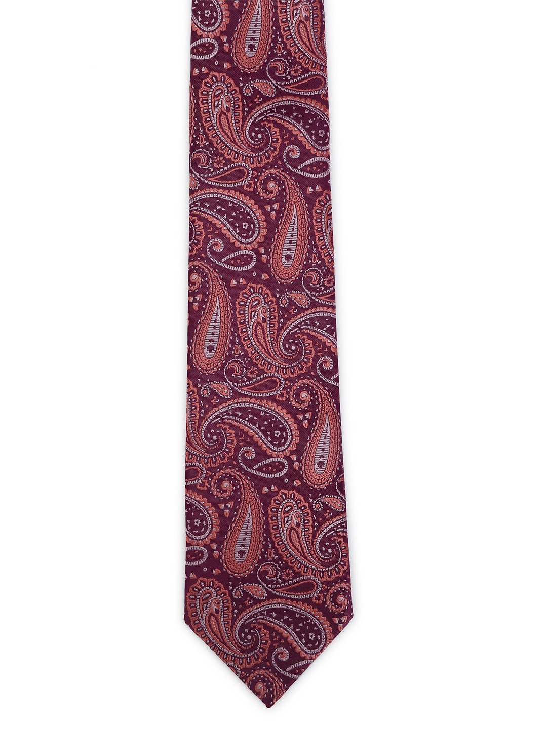 

Calvadoss Men Purple & Peach-Coloured Paisley Woven Design Broad Tie