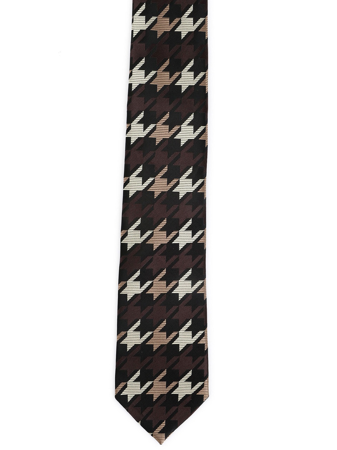 

Calvadoss Men Brown & White Woven Design Broad Tie