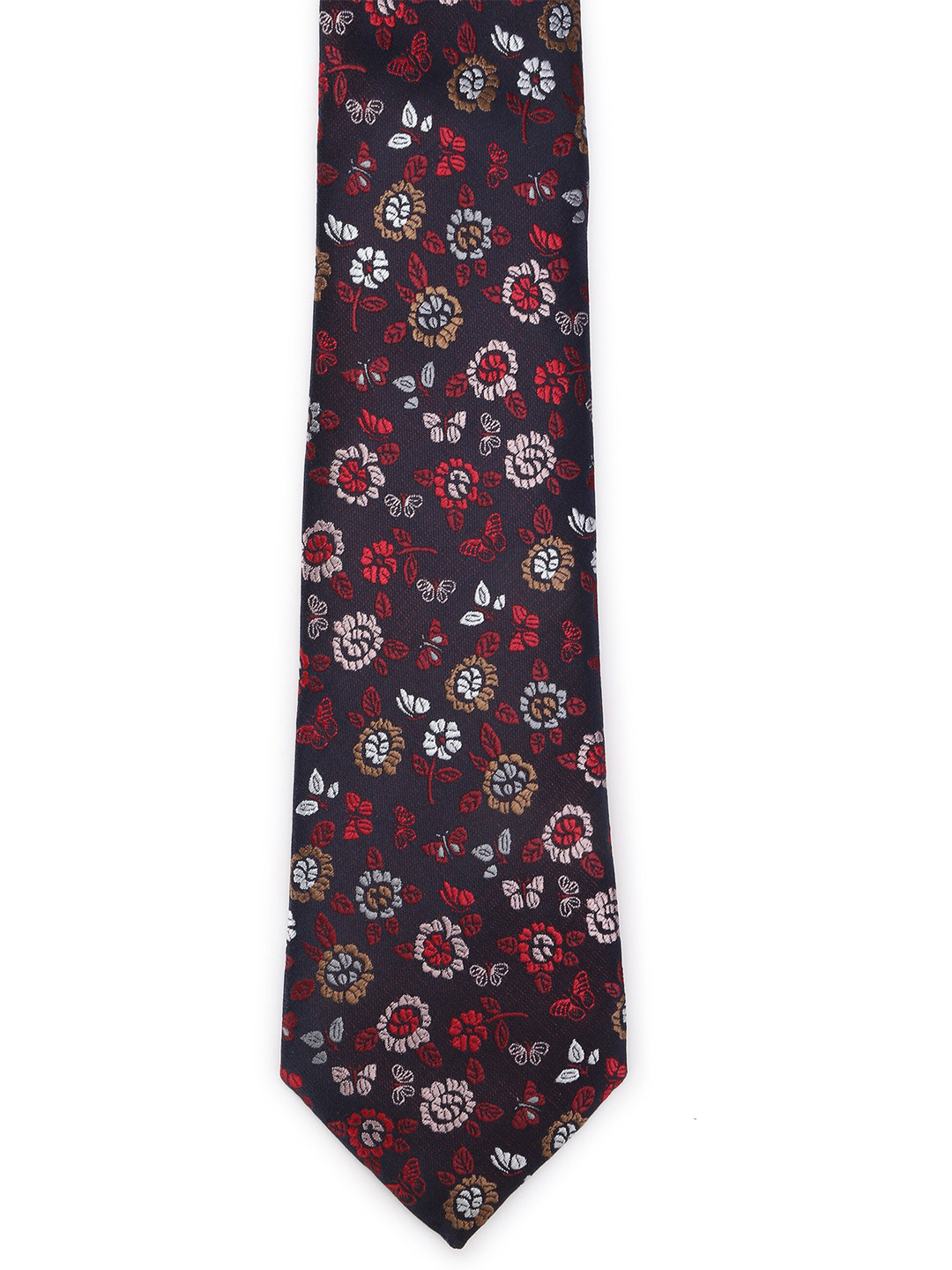 

Calvadoss Men Purple & Red Floral Woven Design Broad Tie
