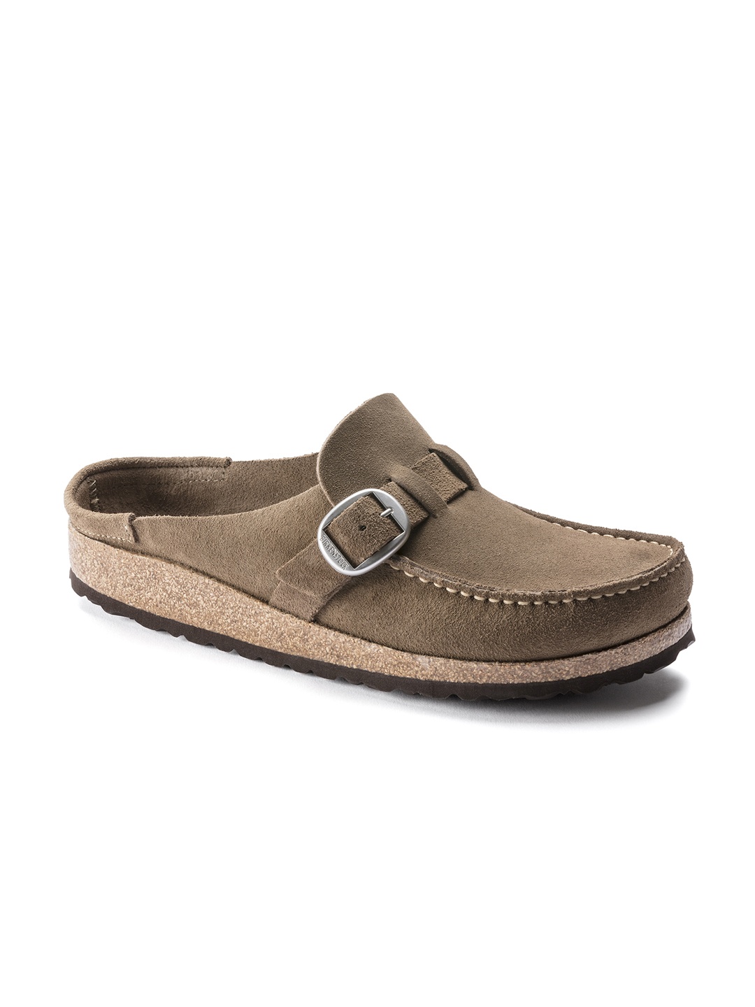 

Birkenstock Buckley Gray Taupe Narrow Width Suede Leather Clogs, Brown