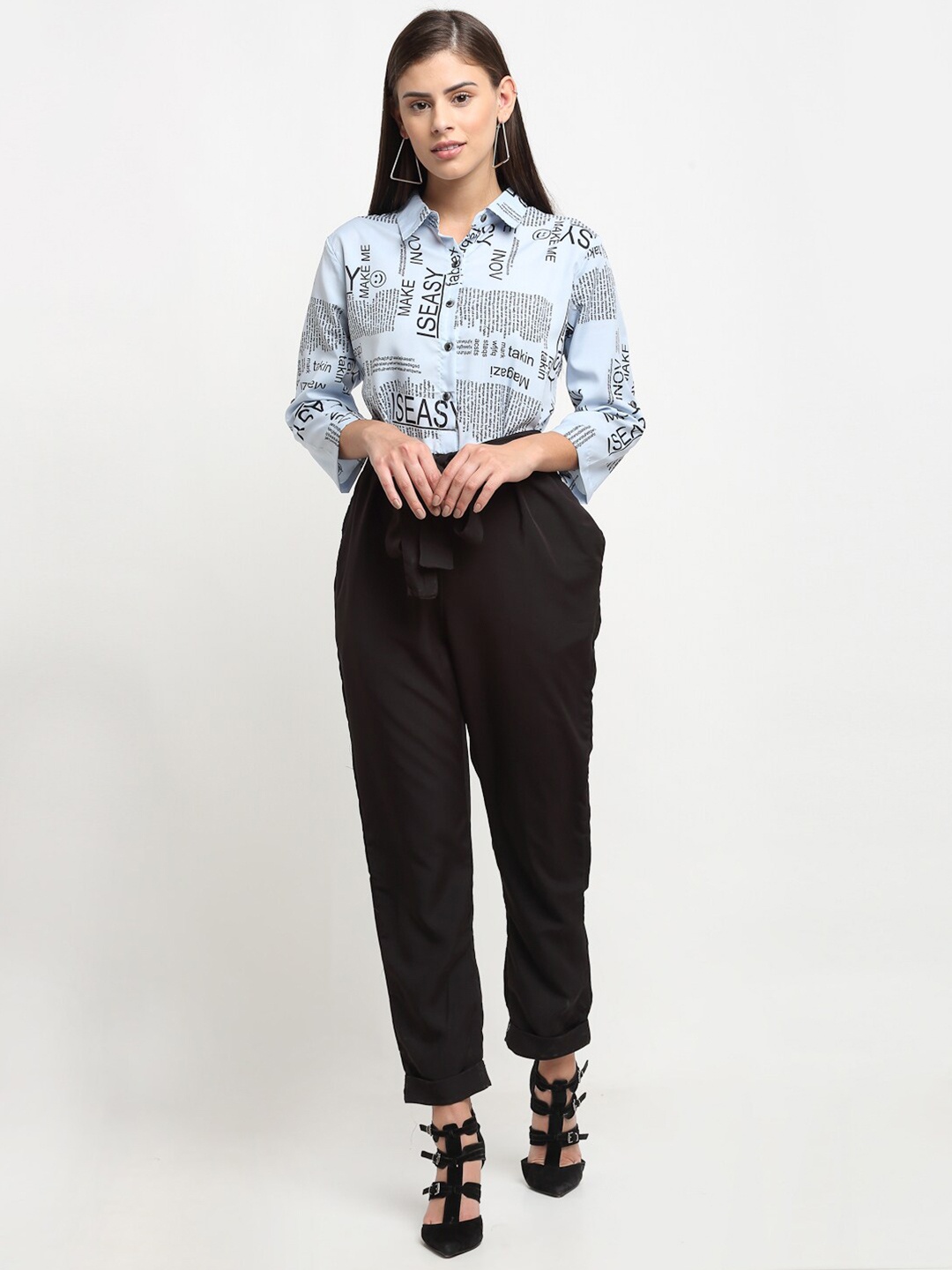 

emeros Blue & Black Printed Basic Jumpsuit