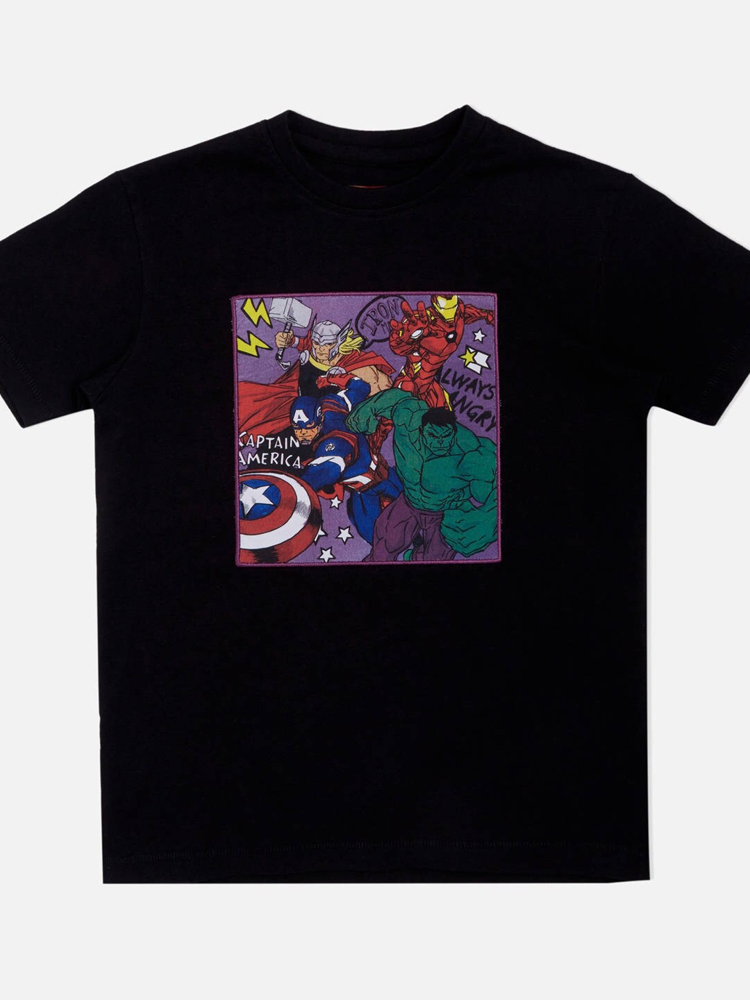 

Pepe Jeans Boys Black & Purple Avengers Printed Cotton T-shirt
