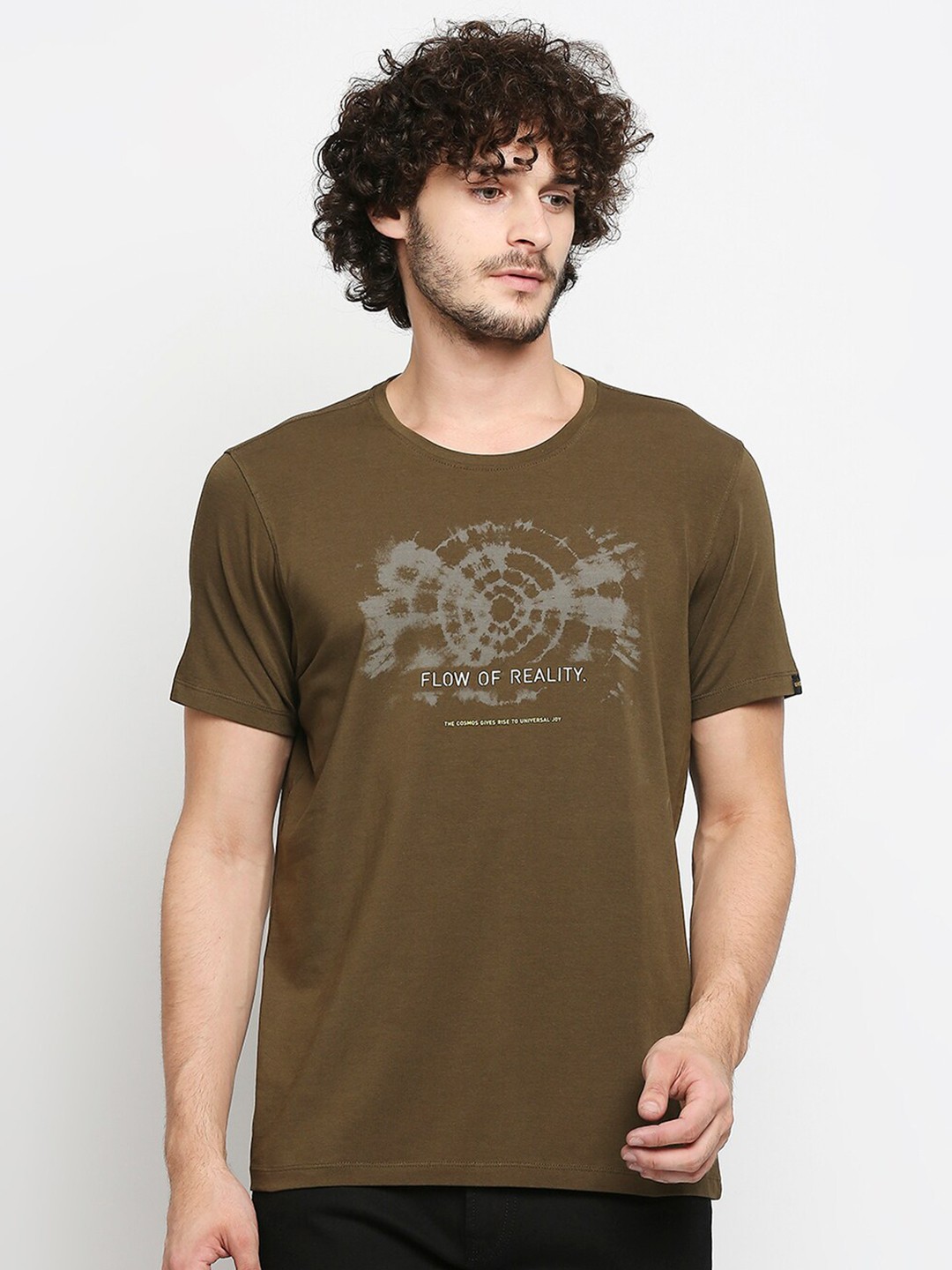 

SPYKAR Men Olive Green Printed Slim Fit T-shirt