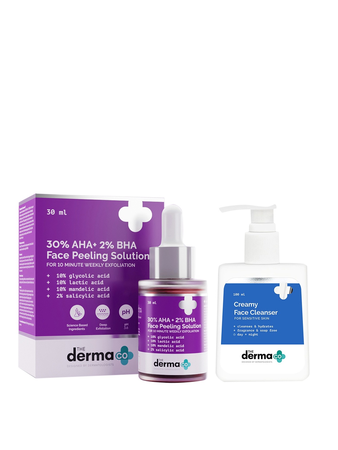 

The Derma co. Set of 30% AHA+2% BHA Peeling Solution & Creamy Face Cleanser, Red