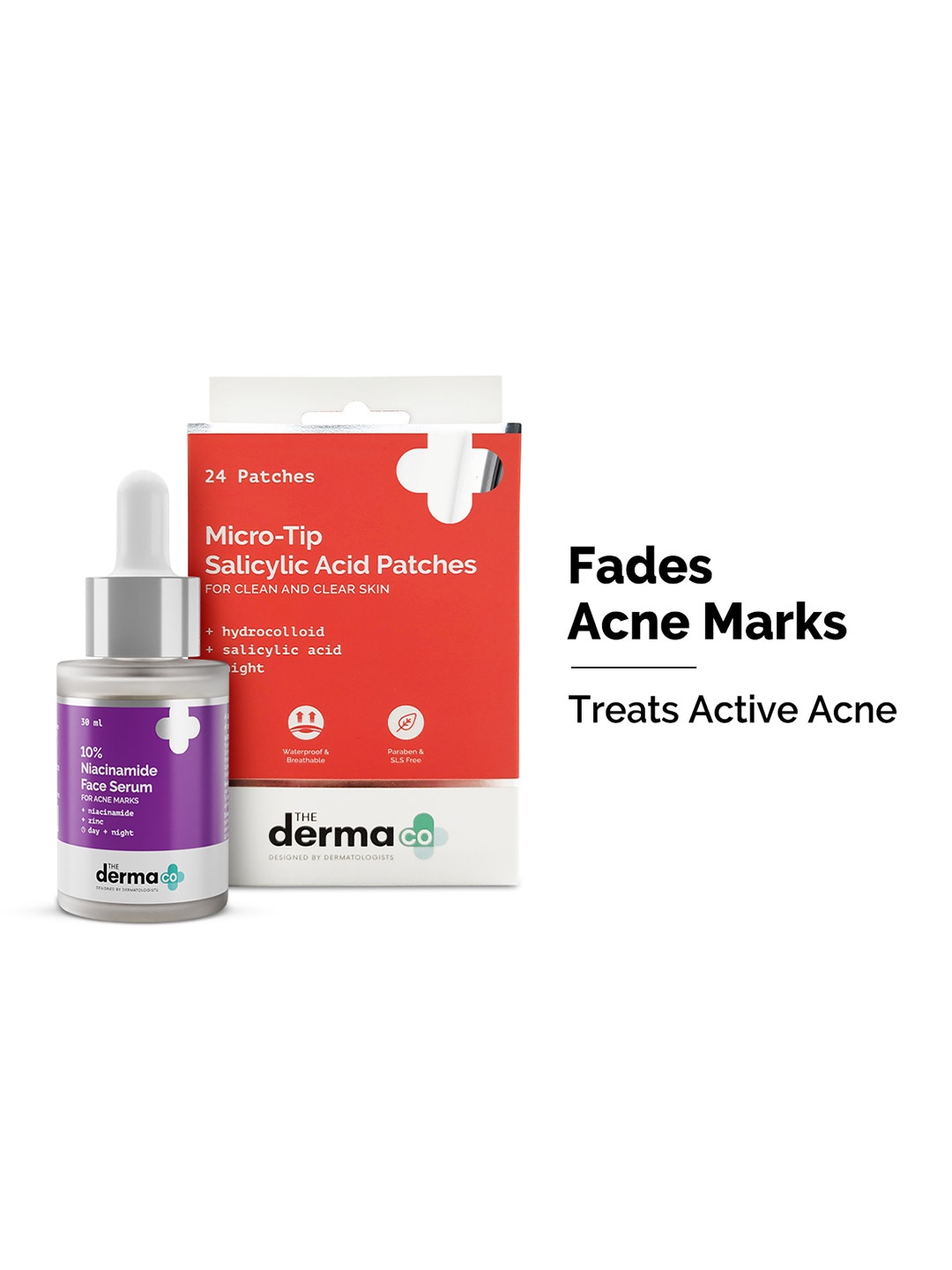 

The Derma co. Set of 10% Niacinamide Serum & Micro-Tip Salicylic Acid Acne Patches, Transparent