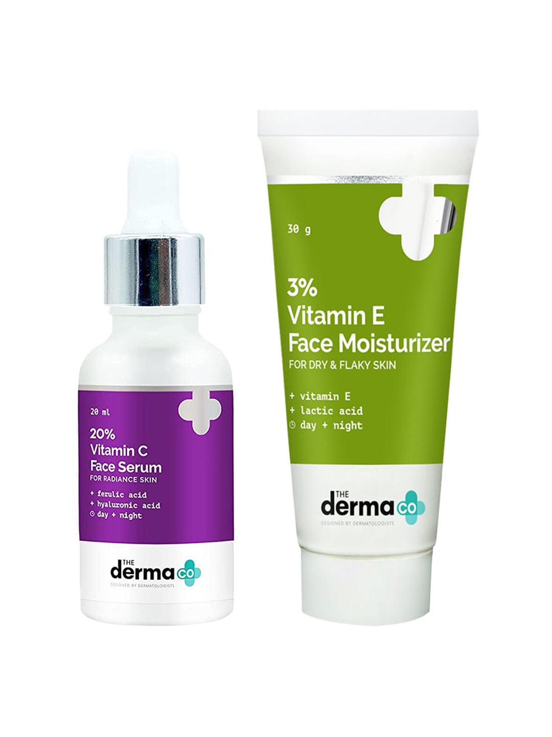 

The Derma co. Set of 20% Vitamin C Face Serum & 3% Vitamin E Face Moisturizer, White