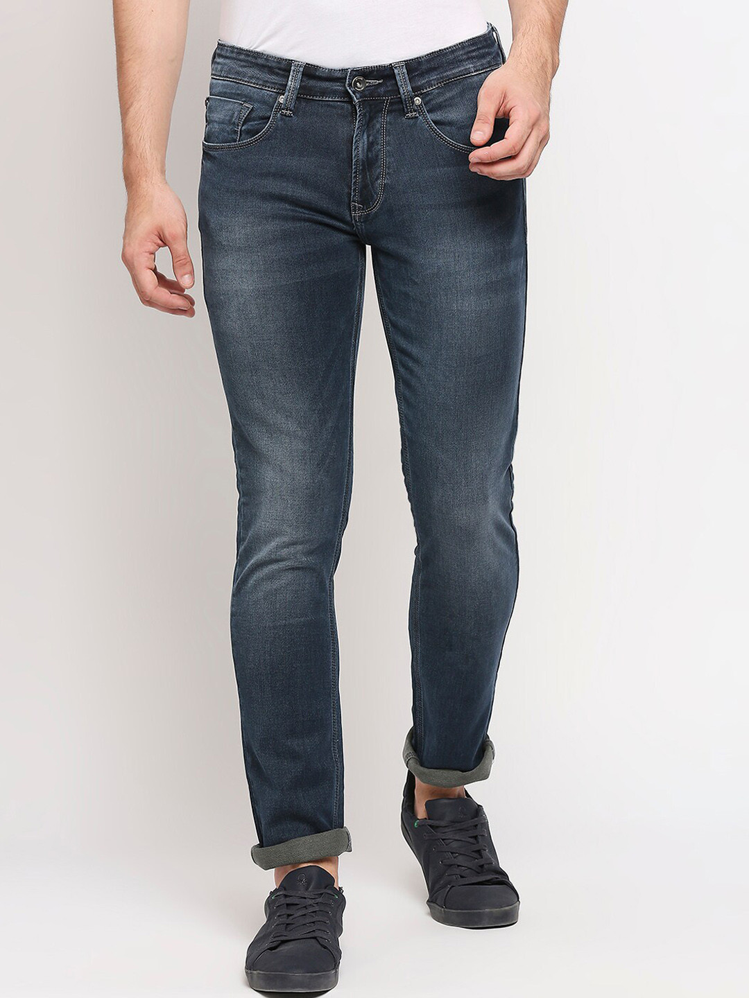 

SPYKAR Men Grey Low-Rise Regular Fit Heavy Fade Jeans