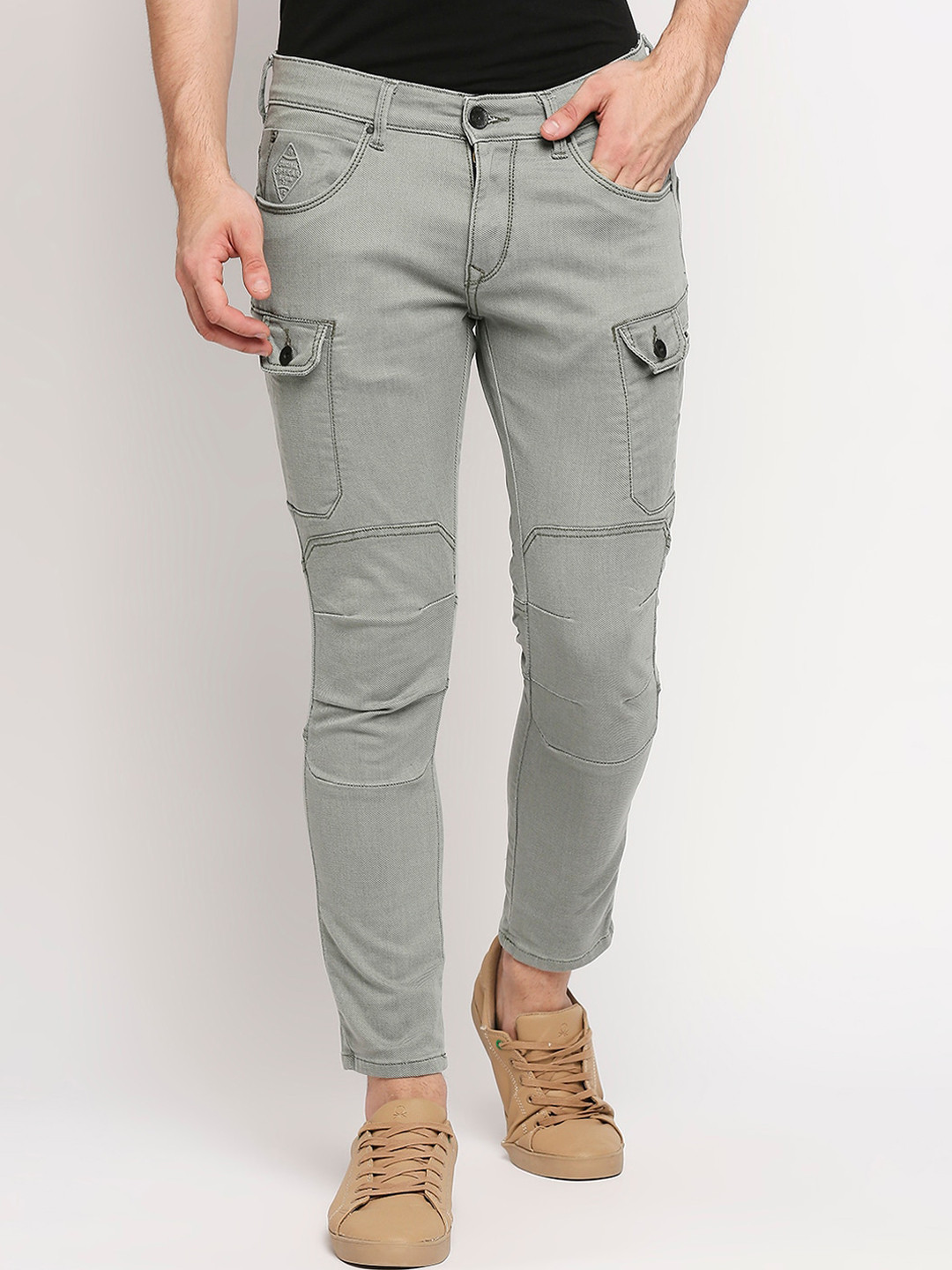 

SPYKAR Men Grey Tapered Fit Low-Rise Pure Cotton Jeans