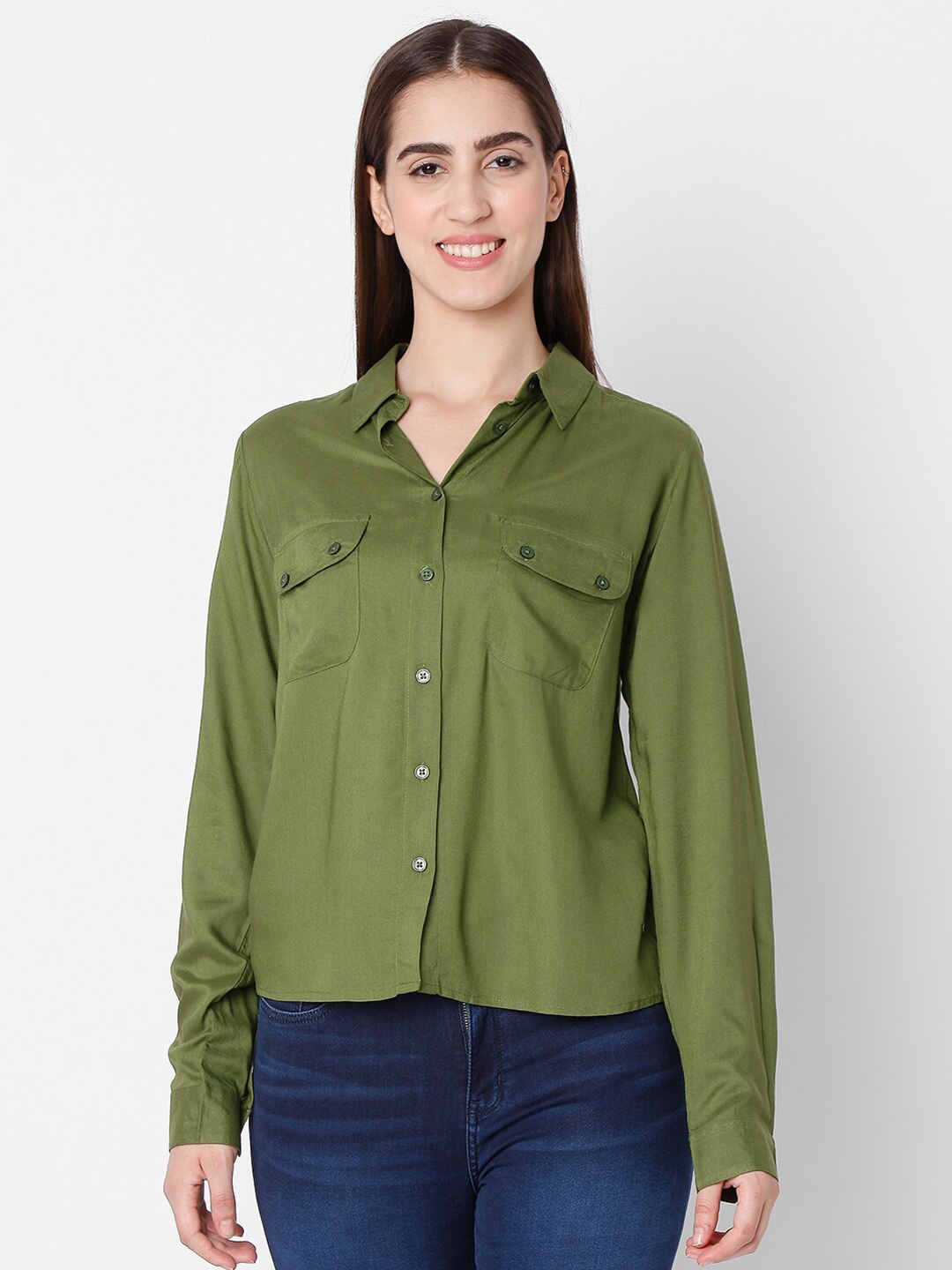 

SPYKAR Women Green Casual Shirt