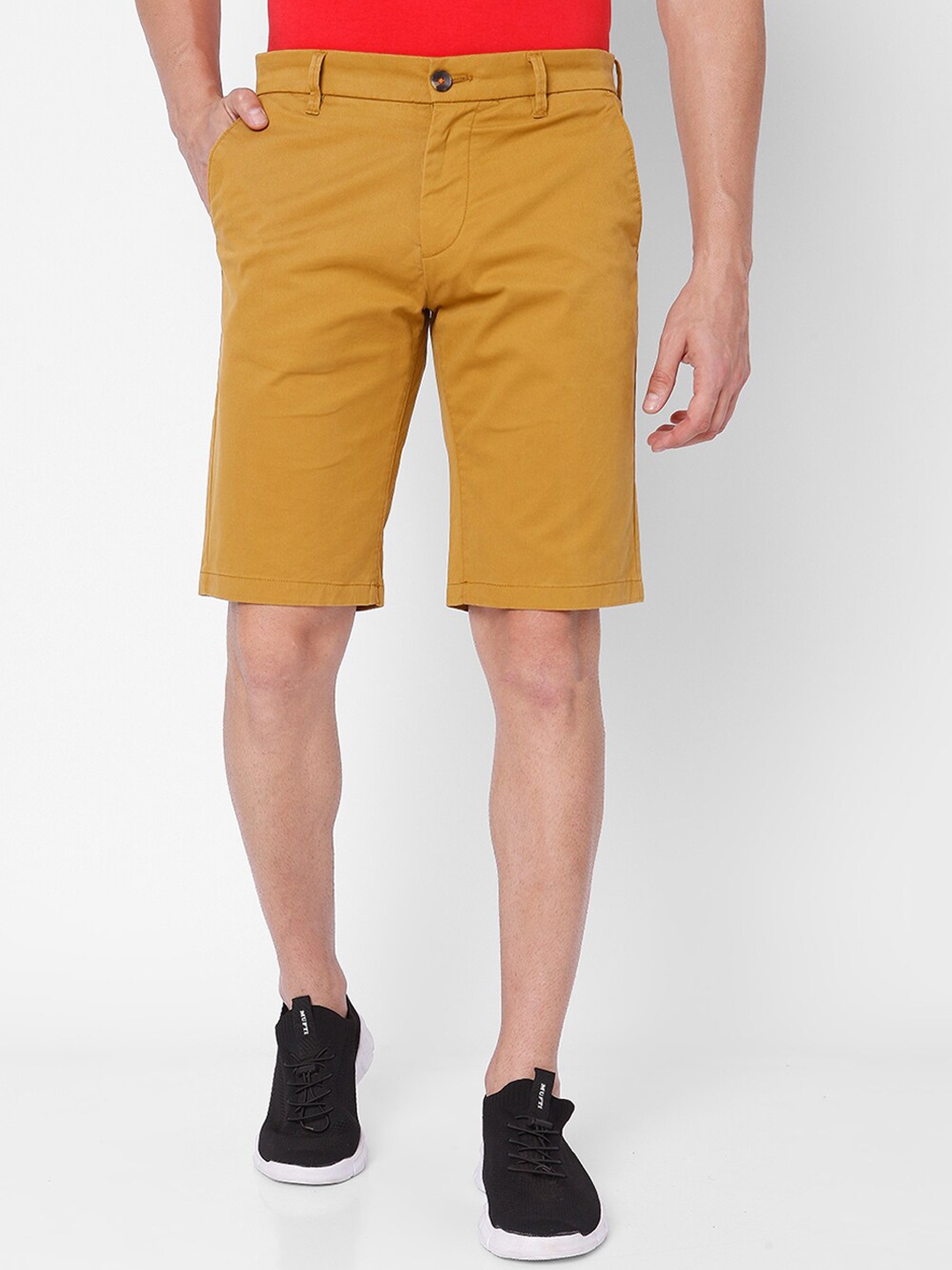 

SPYKAR Men Khaki Solid Slim Fit Regular Shorts