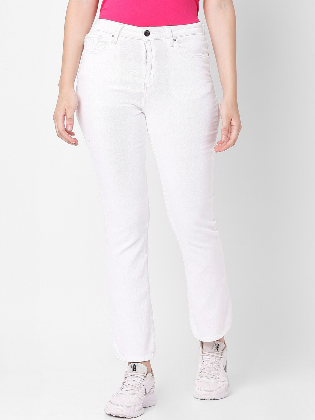 

SPYKAR Women White Wide Leg High-Rise Stretchable Jeans
