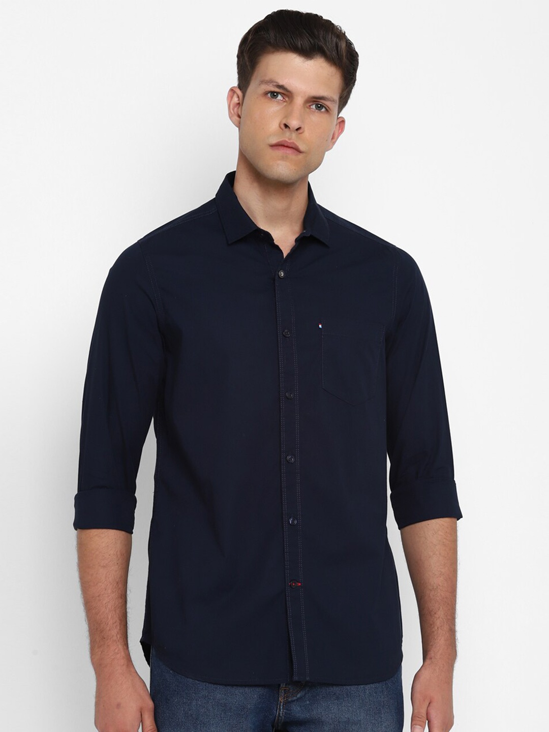 

Red Chief Men Navy Blue Classic Casual Shirt