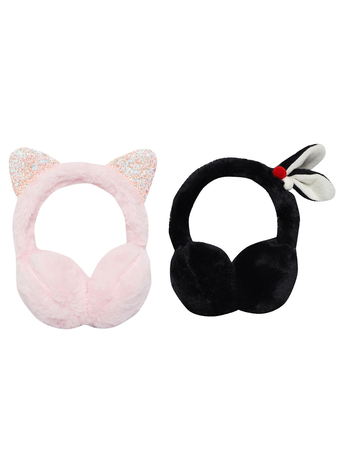 

FabSeasons Unisex Kids Black & Pink Set of 2 Fur Hairband