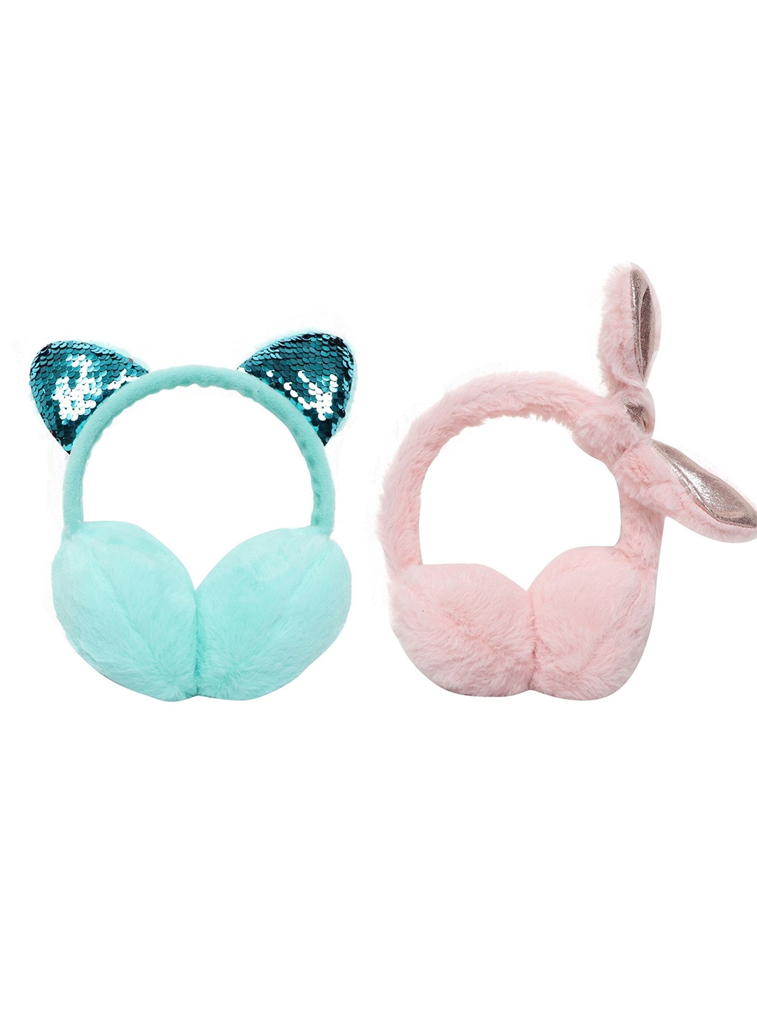 

FabSeasons Kids Set of 2 Green & Pink Fur Ear Muff