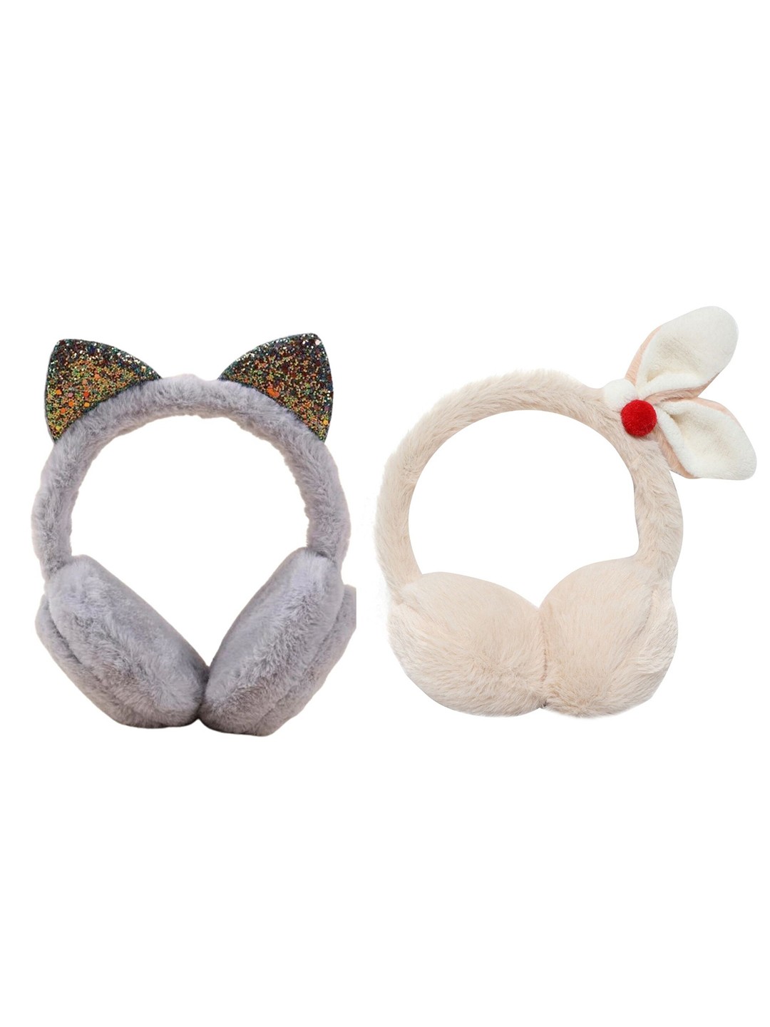 

FabSeasons Unisex Kids Set of 2 Fur Earmuffs, Grey
