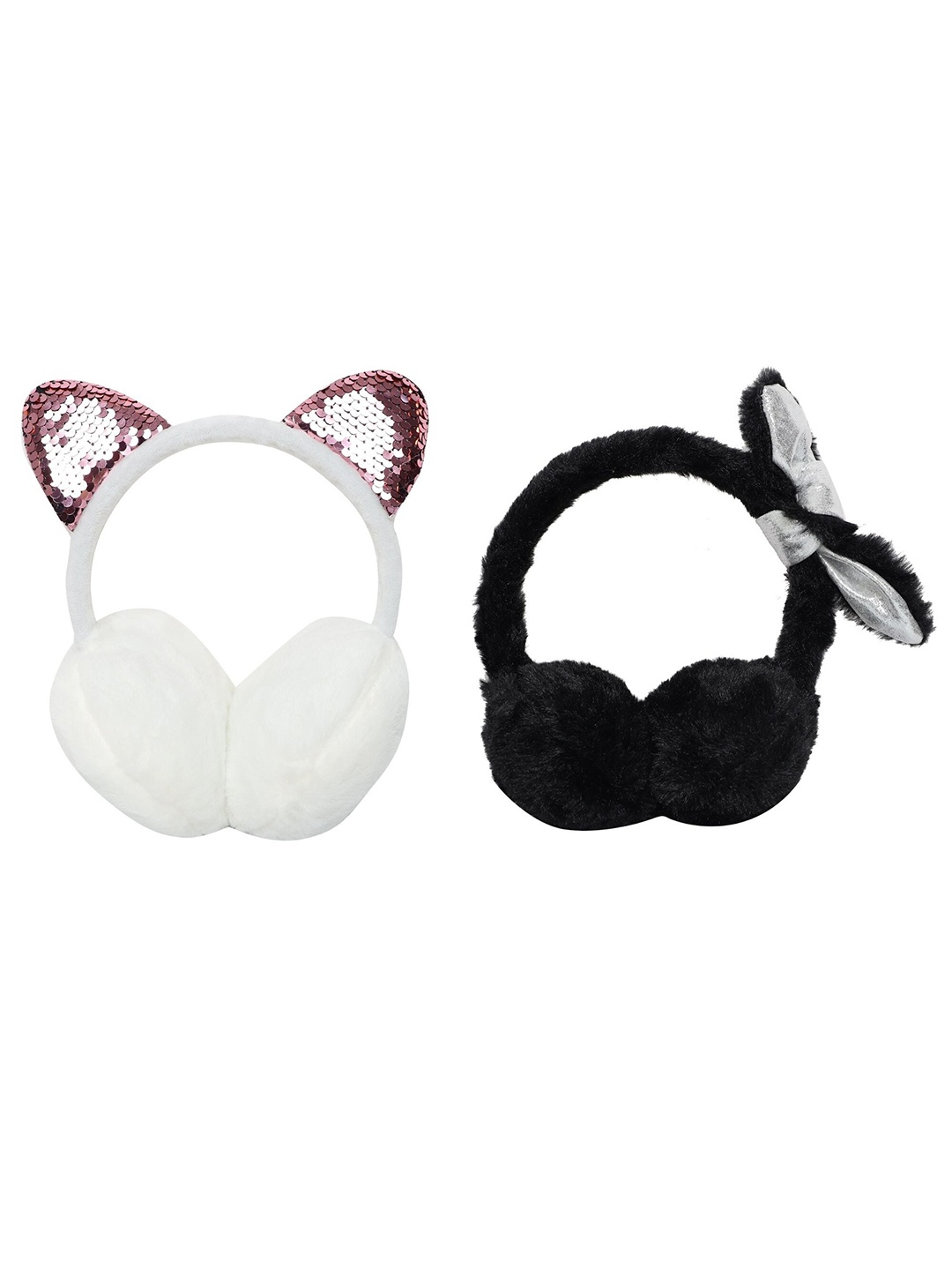 

FabSeasons Kids White & Black Set of 2 Fur Ear Muffs