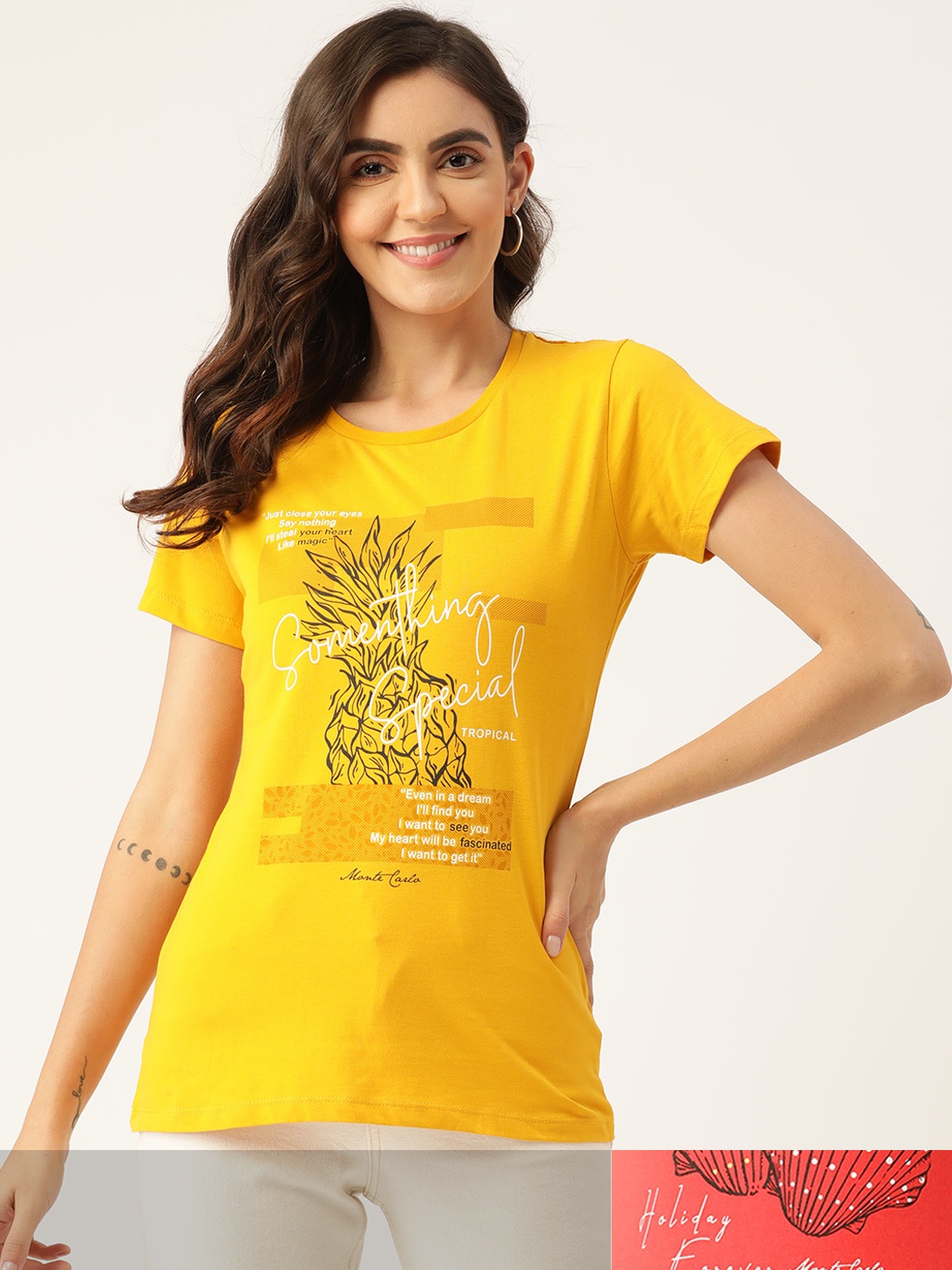 

Monte Carlo Women Pack of 2 Printed T-shirts, Mustard